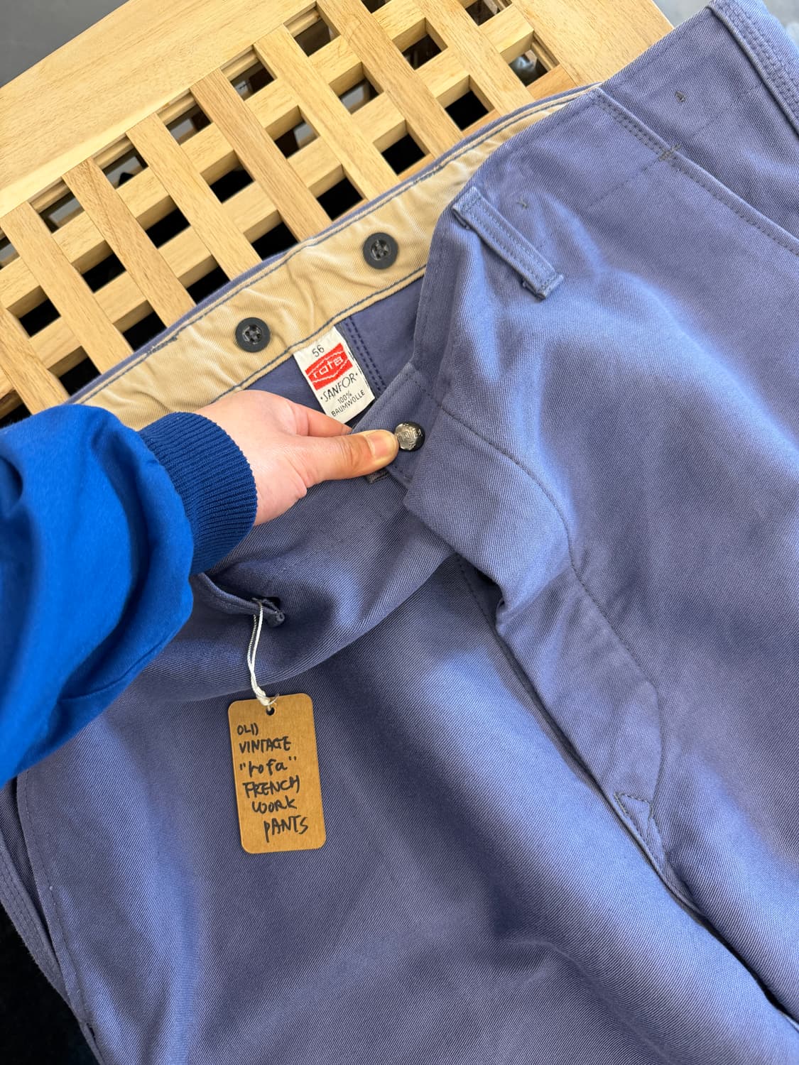 OLD VINTAGE ROFA GREY BLUE 더블니 프렌치워크팬츠 상품이미지5