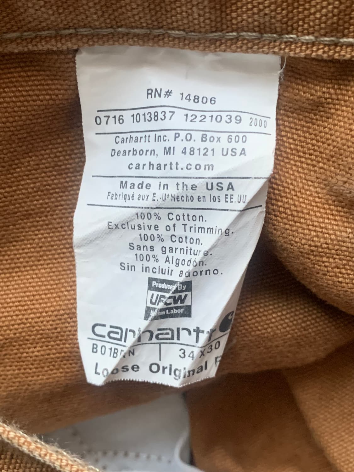 🇺🇸 00’s 빈티지 칼하트 B01 더블니 made in USA 상품이미지3