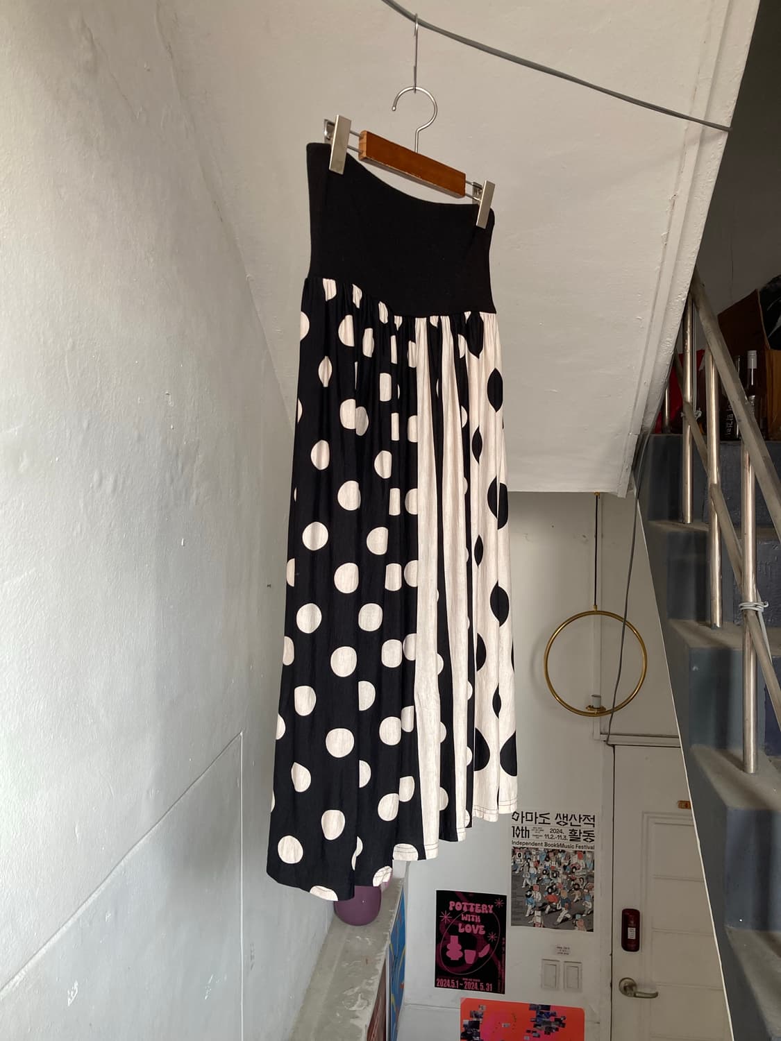 땡땡이 도트 롱 투웨이 원피스•스커트 상품이미지6