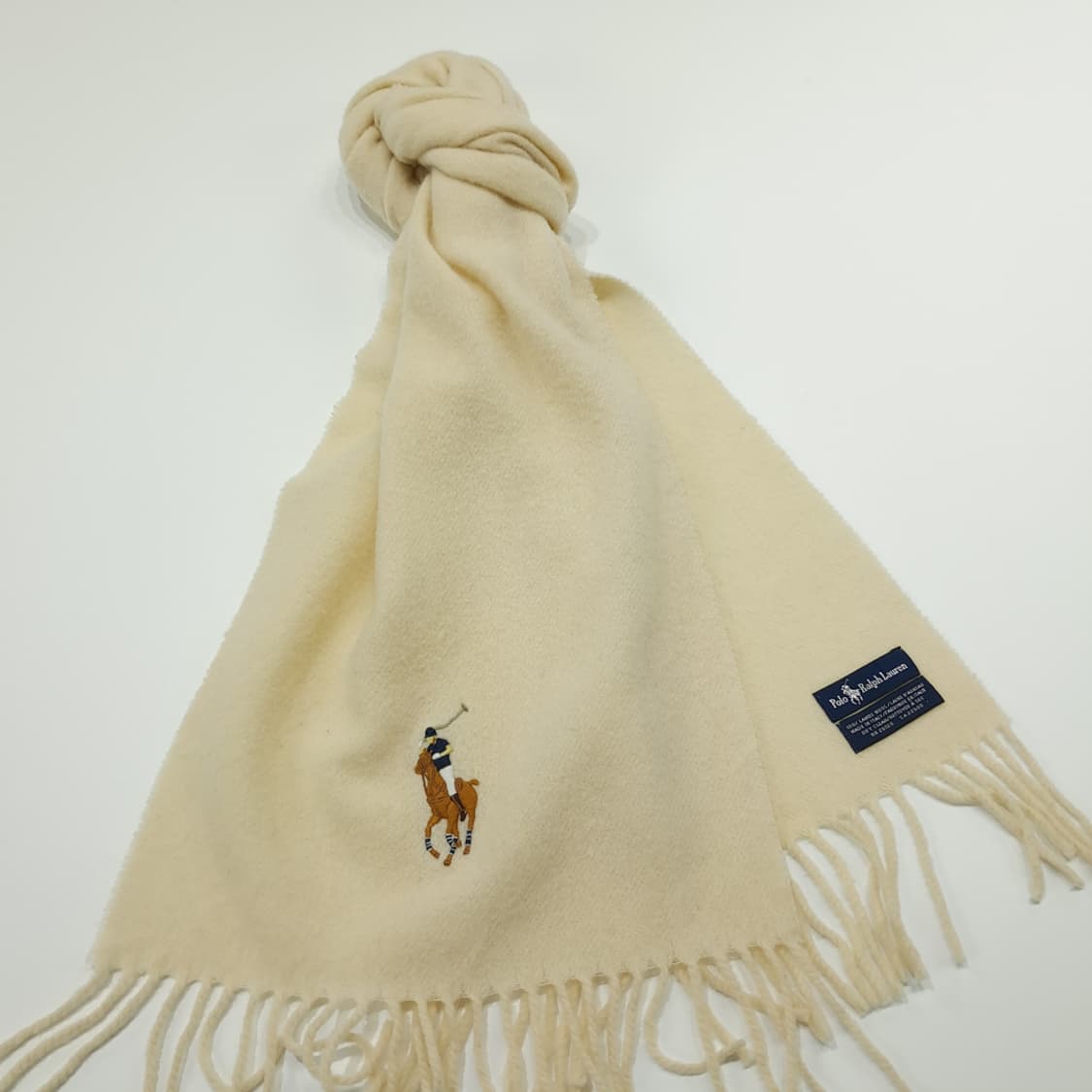 MX207 폴로 랄프로렌 아이보리 빅포니 램스울 목도리 머플러 상품이미지2