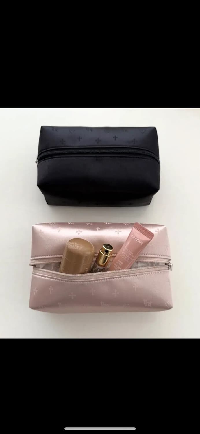 새상품) 쓰리타임즈 자카드 파우치 핑크 상품이미지1