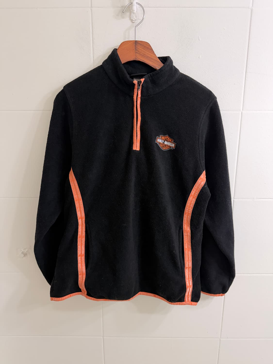 할리데이비슨 오렌지 바인딩 후리스 반집업 상품이미지4