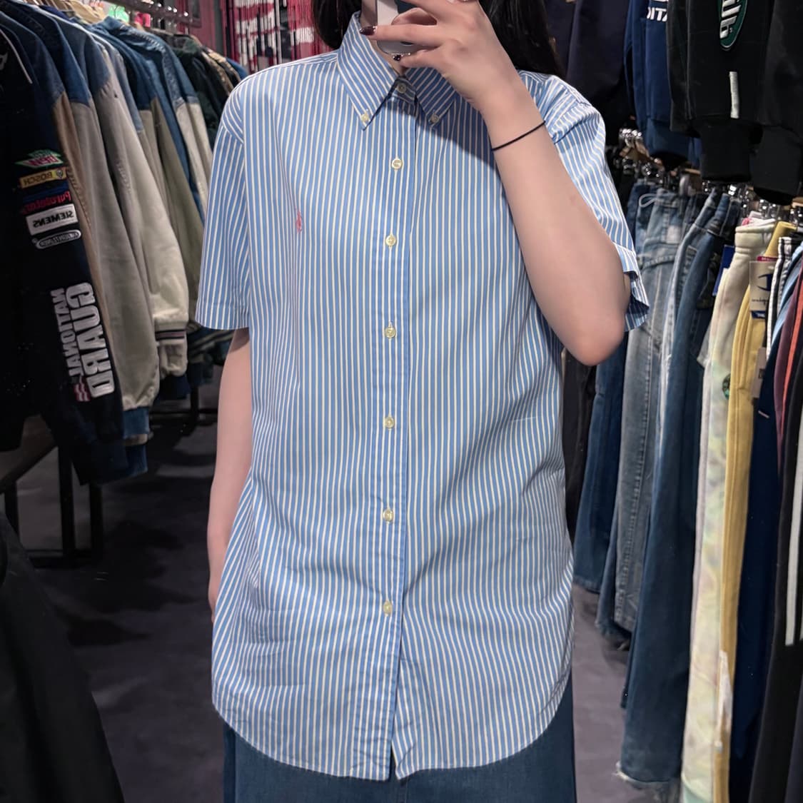 [IM] 폴로랄프로렌 스트라이프 반팔 셔츠 블루 상품이미지3