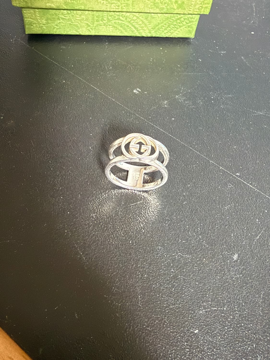 15호 구찌 인터로킹 G 와이드 오픈밴드 스털링 실버 반지 상품이미지3