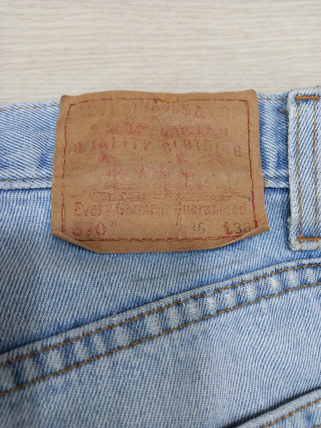 36-37 90's 리바이스570 테이퍼드 연청 커스텀 36-434 상품이미지5