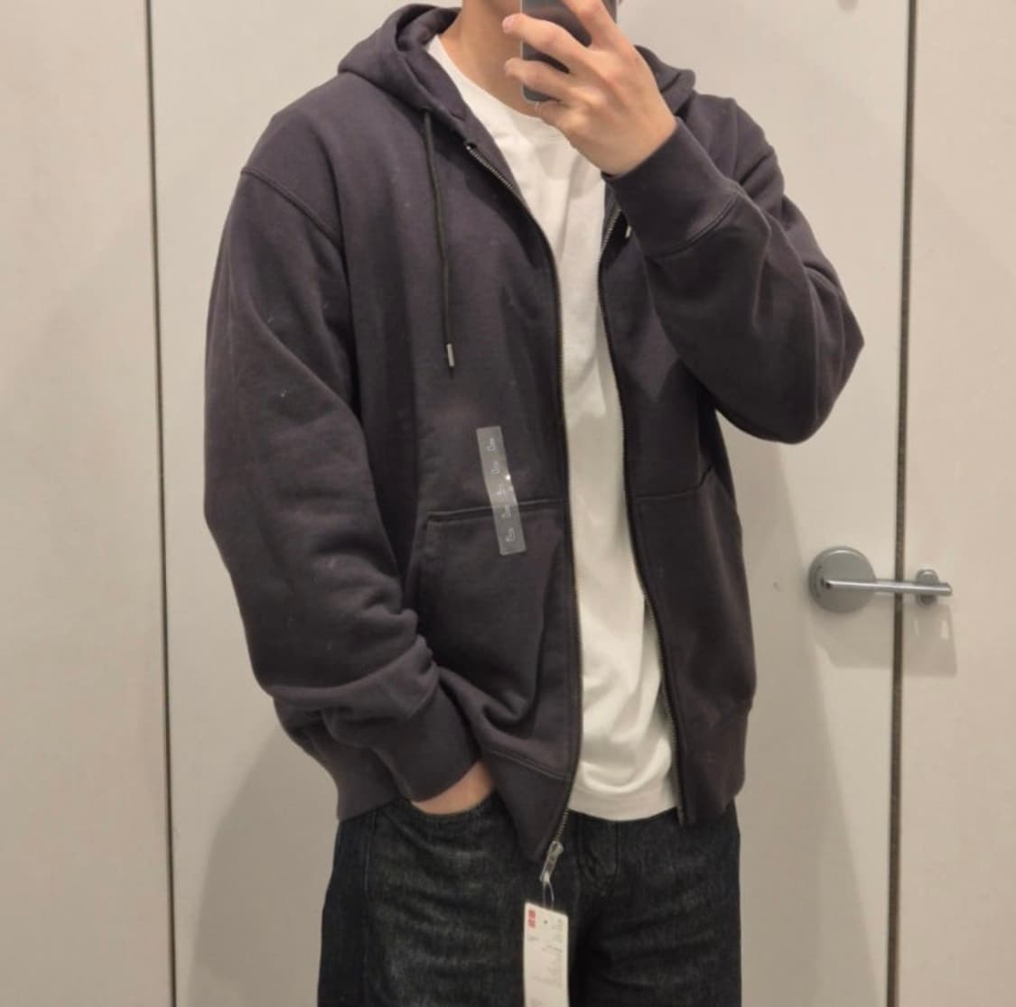 유니클로 스웨트풀집파카 다크그레이 XL 상품이미지2