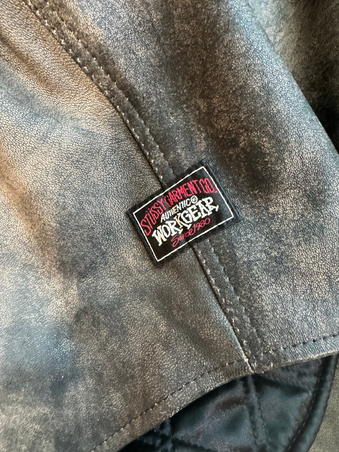 스투시 레더 오버셔츠 워시드 블랙 상품이미지4