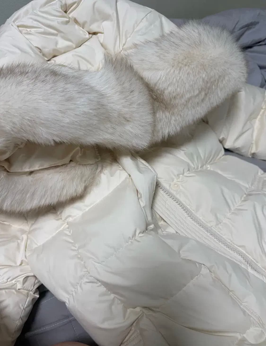 아이보리 구스다운 롱패딩 상품이미지3