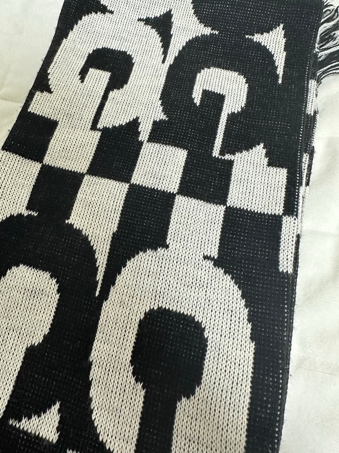 CDG 로고 체크 머플러 화이트 블랙 상품이미지2