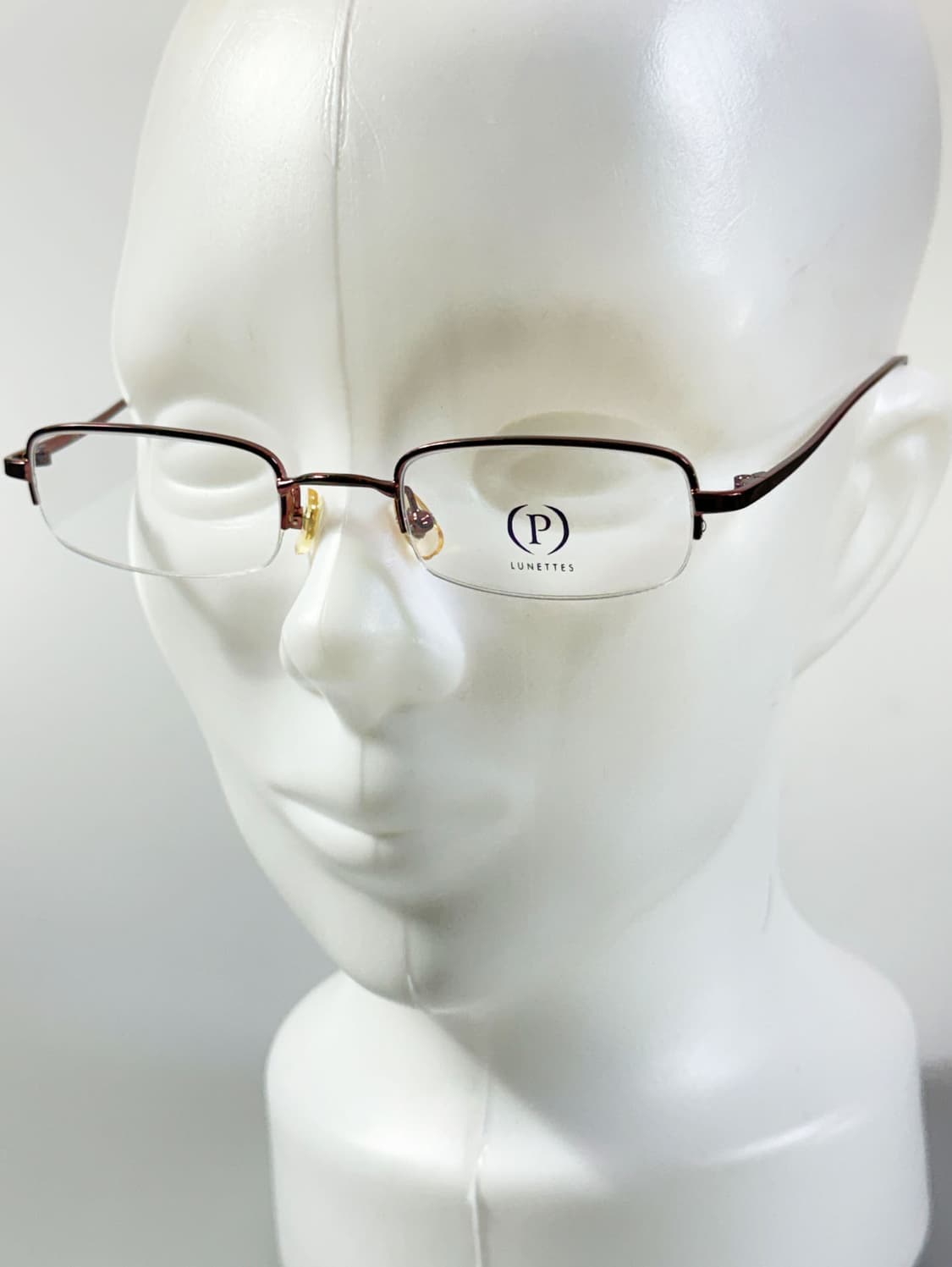 90s P LUNETTES 브라운 반무테 스퀘어 메탈 빈티지 안경 상품이미지7