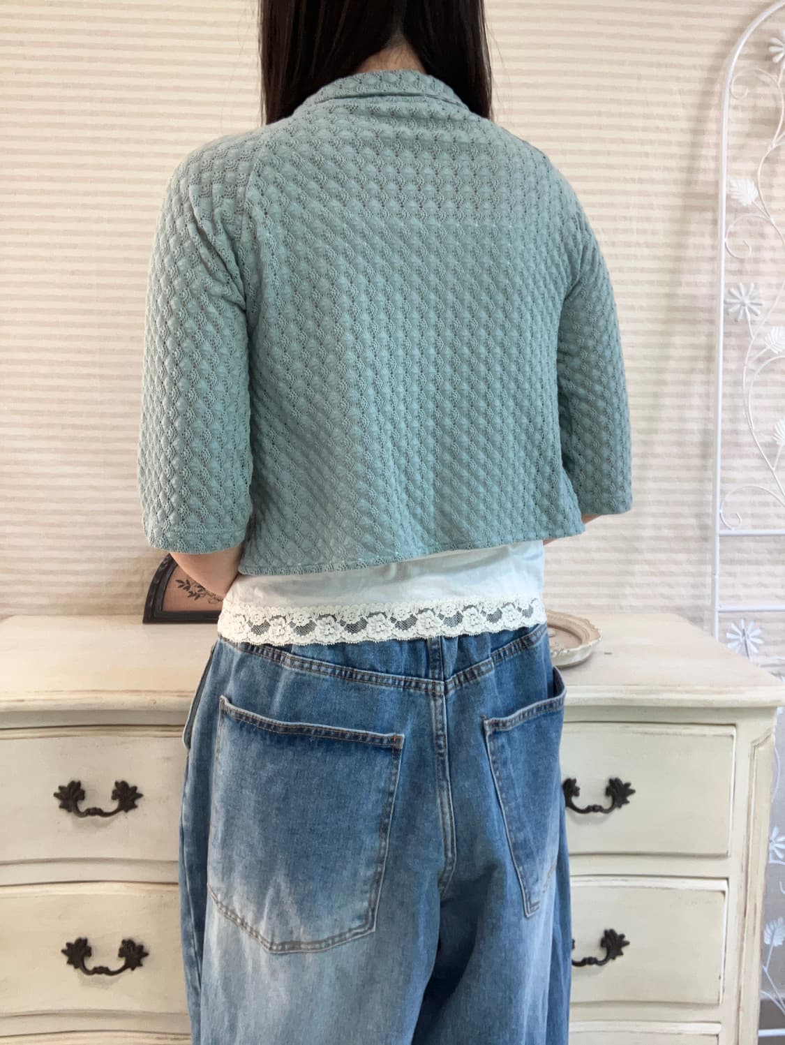 빈티지 민트 펀칭 가디건 y2k 스트릿 갸루 펑키 일본빈티지 상품이미지4