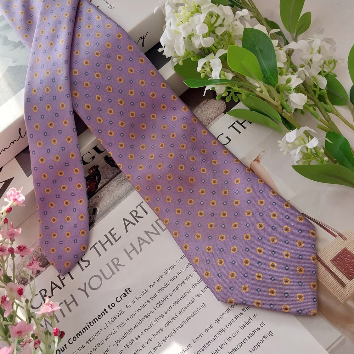 앤드류스 타이 실크 퍼플 도트 패턴 넥타이 9cm A등급 K1734
 상품이미지4