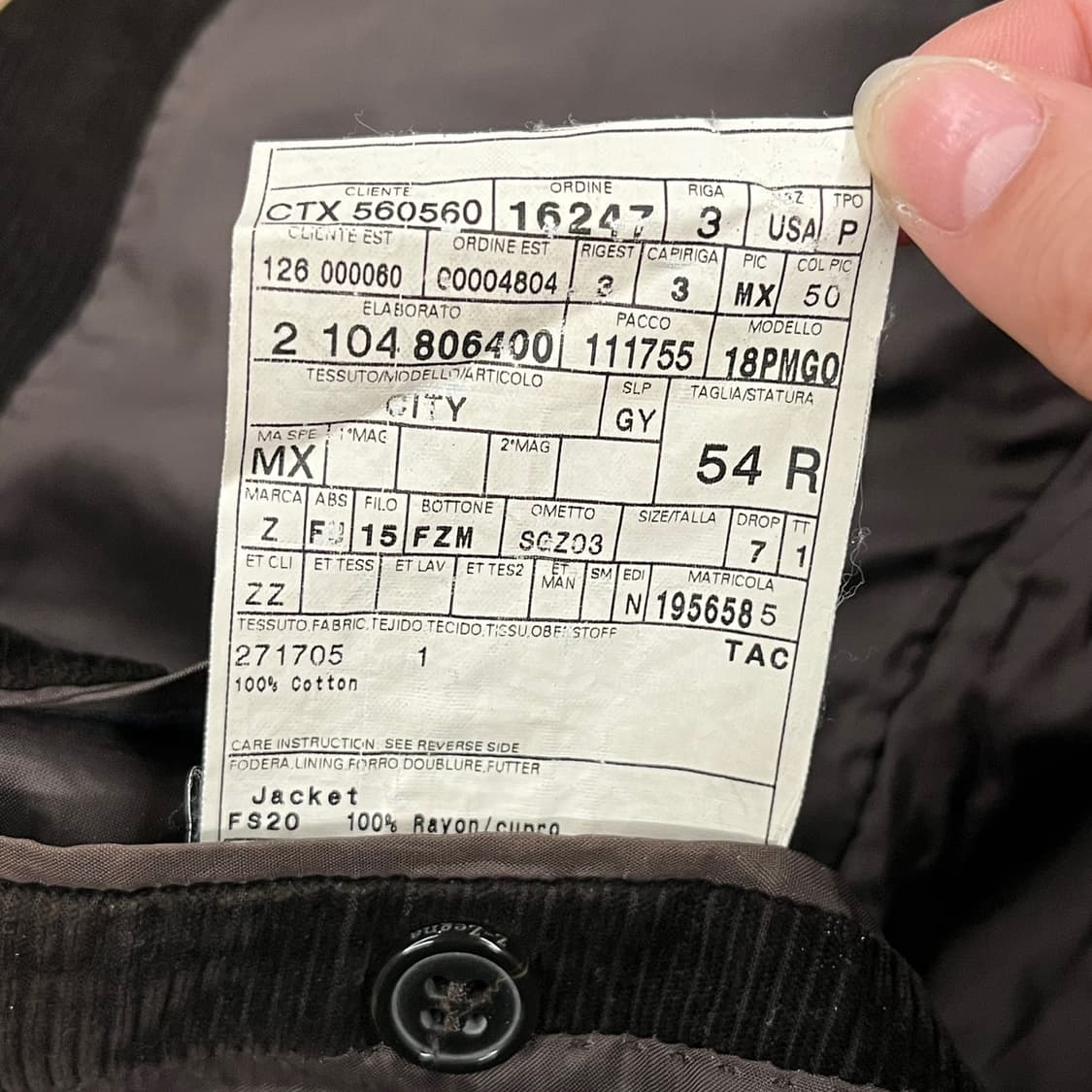 [정품] 제냐 코듀로이 남성 블레이저 자켓 블랙 b10 상품이미지6
