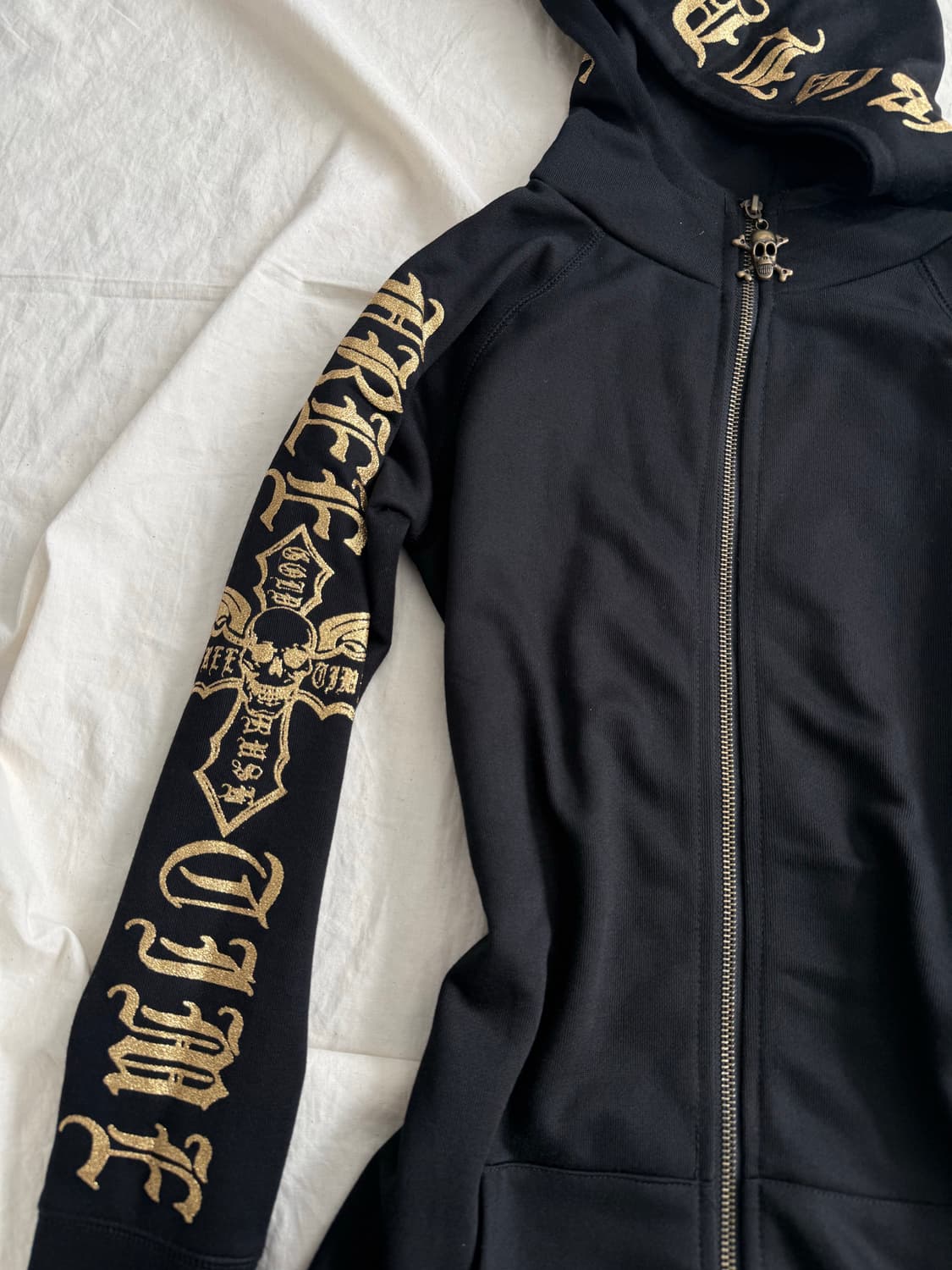 해골 펑크 갸루 후드 미니 딱붙 원피스 상품이미지4