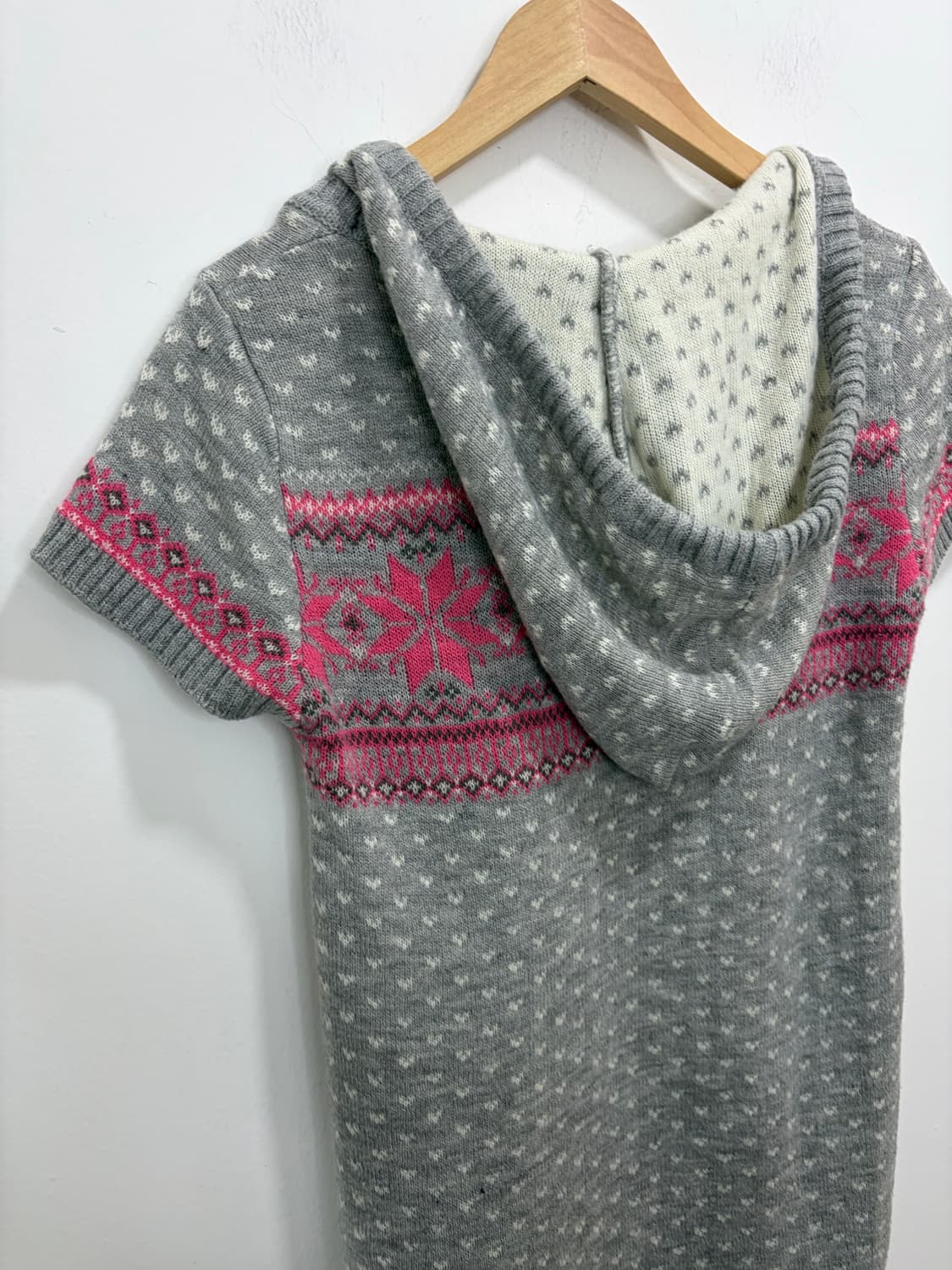 핑크 그레이 폼폼이 노르딕 반팔 원피스 상품이미지9