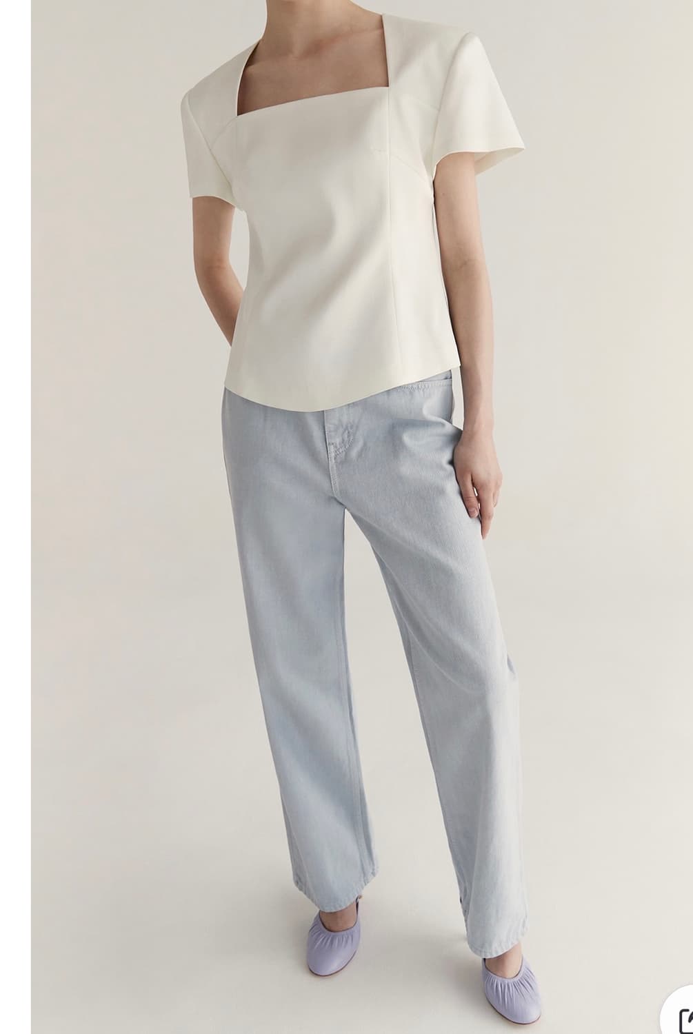 새상품) 드래곤블루스 DRAGONBLUES 스퀘어 넥 새틴 블라우스 S 상품이미지8