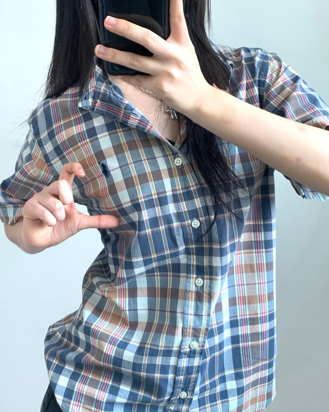 Polo 폴로 랄프로렌  네이비-옐로우 체크 반팔 셔츠  상품이미지3