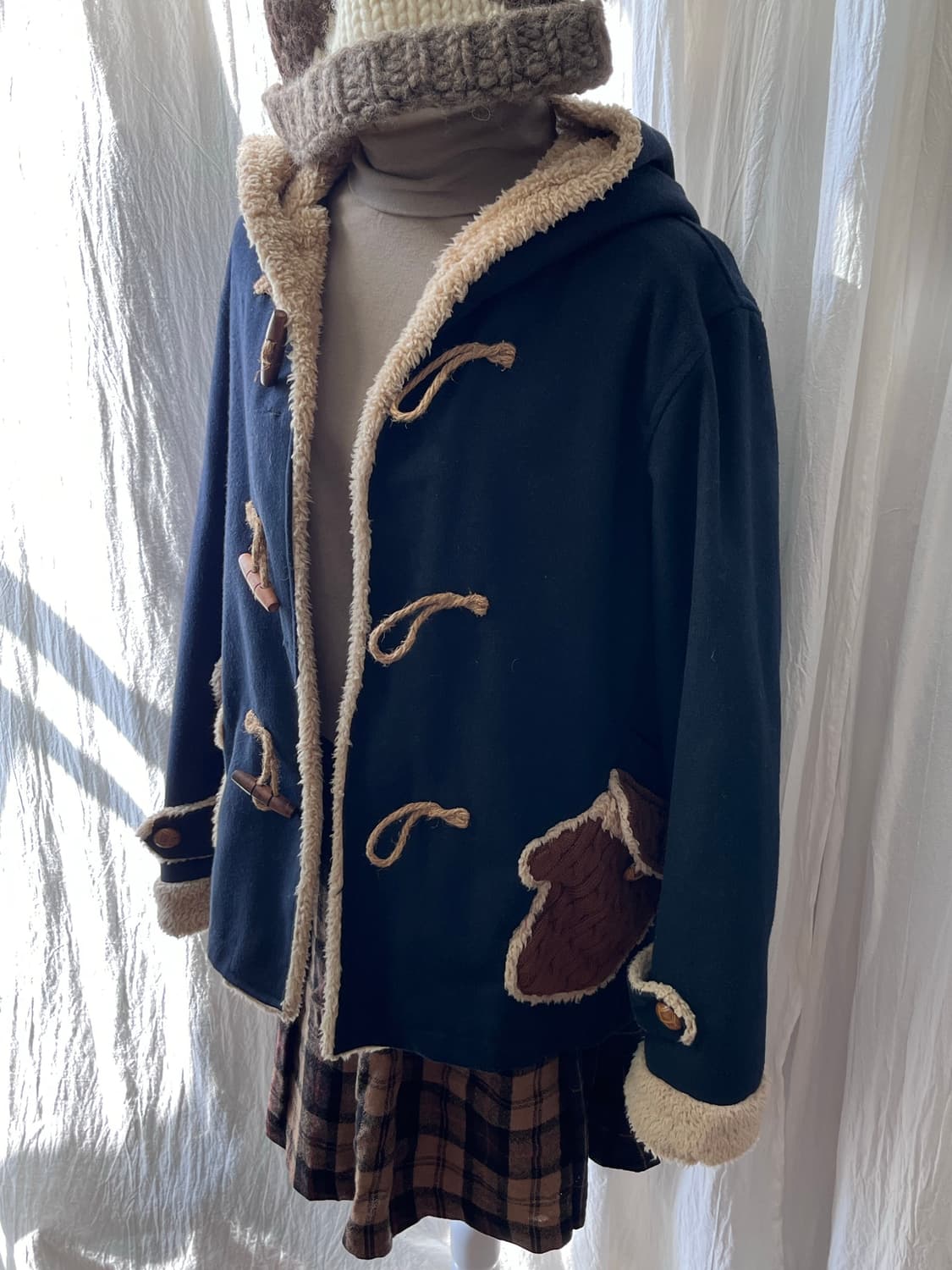 (Rare) Up start 양털 더플 후드 숏코트  상품이미지9