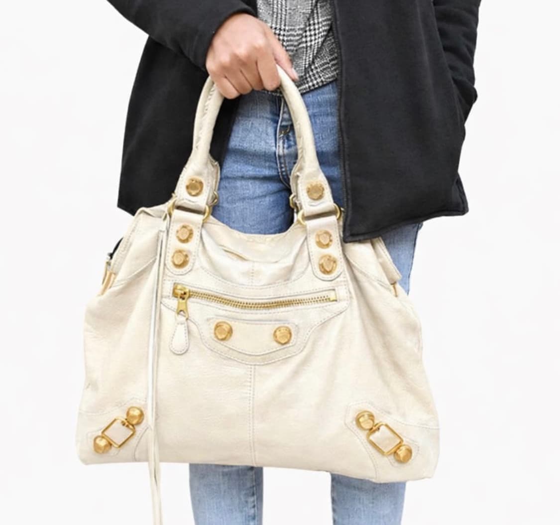 발렌시아가 램 스킨 브리프 아이보리 핸드백 상품이미지3