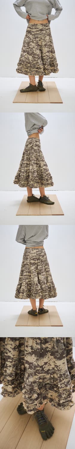 플리즈프로젝트 MIDDLE FRILL SKIRT, DIGITAL CAMO 상품이미지2