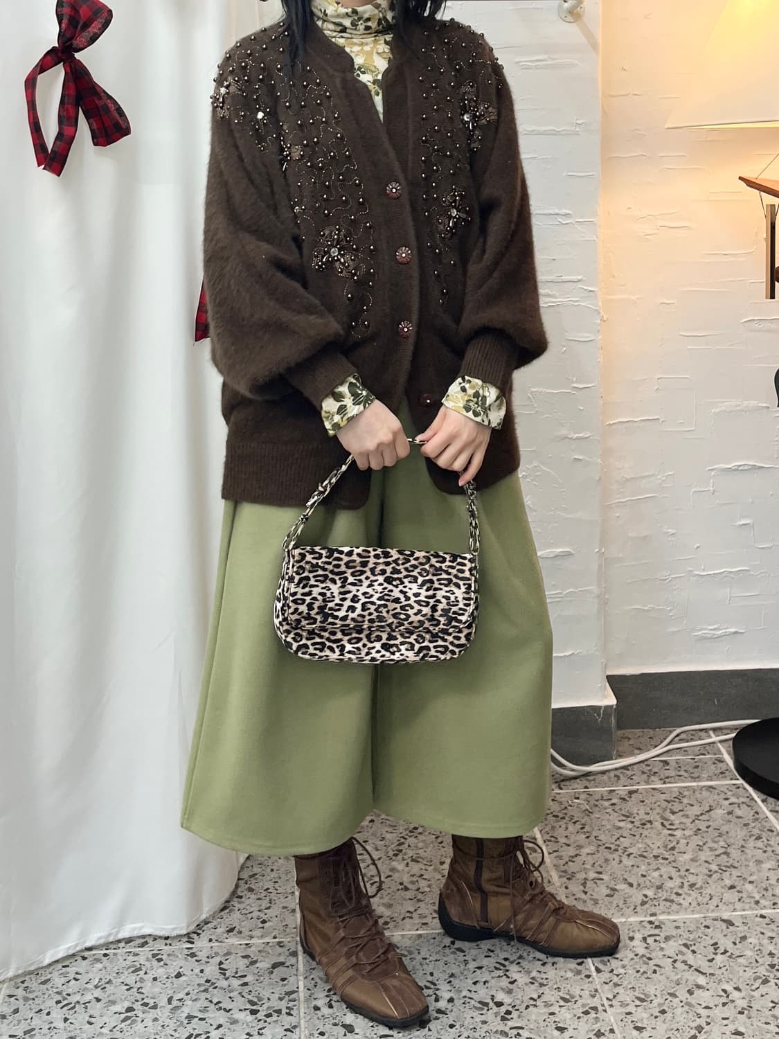 deep brown beads cardigan 상품이미지2