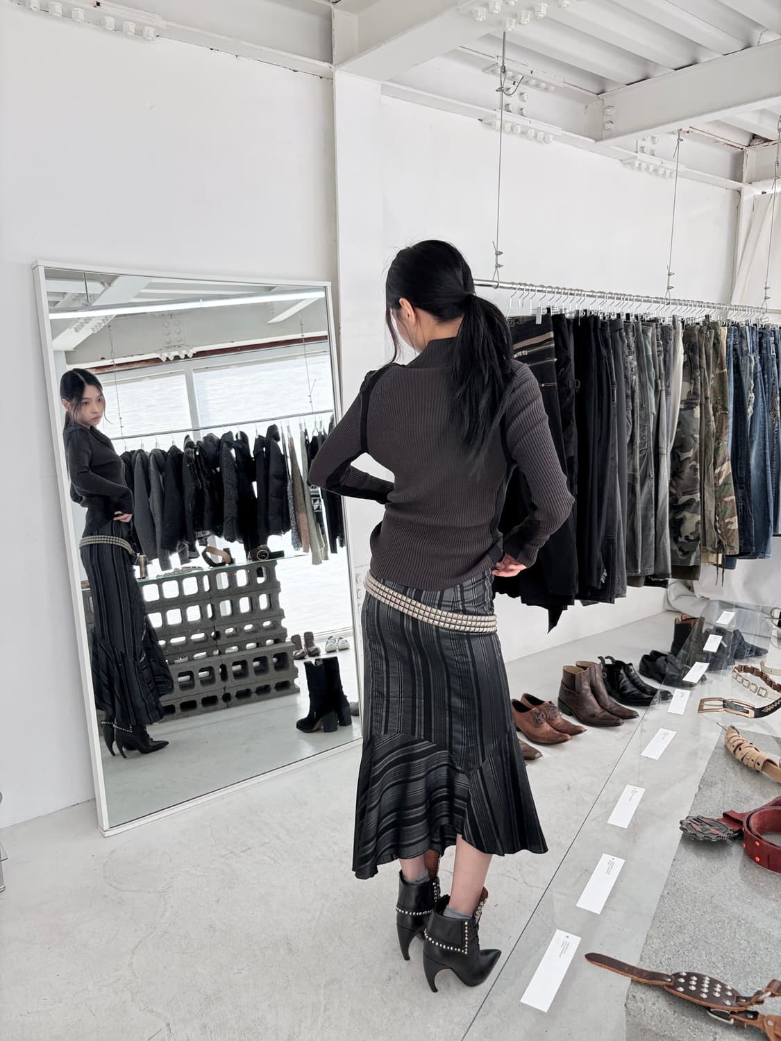 빈티지 머메이드 비대칭 스팽글 스커트 상품이미지3