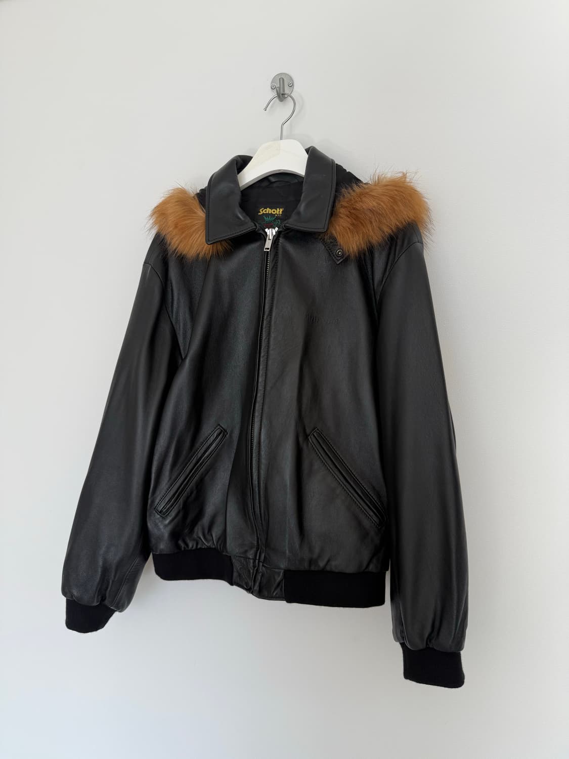 Supreme x schott 24ss 레더 후드 퍼 자켓 상품이미지4