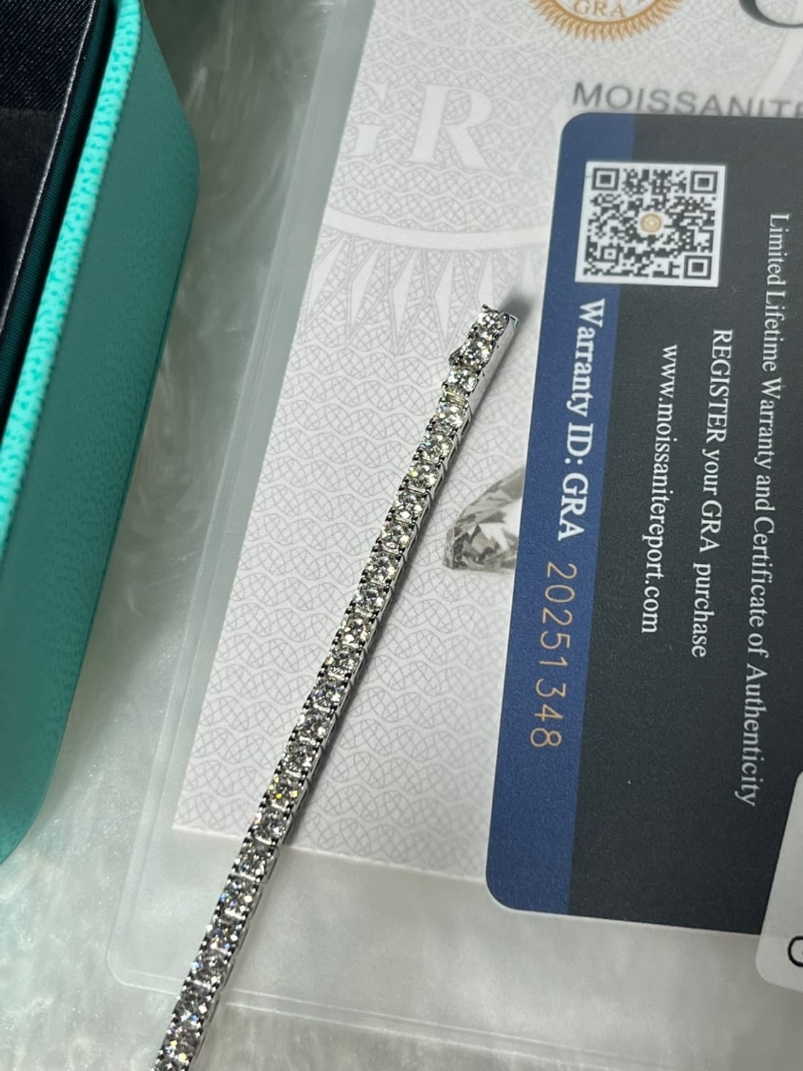 *새상품* 모이사나이트 4프롱 18k 화이트골드 원터치 테니스 은팔찌 상품이미지5