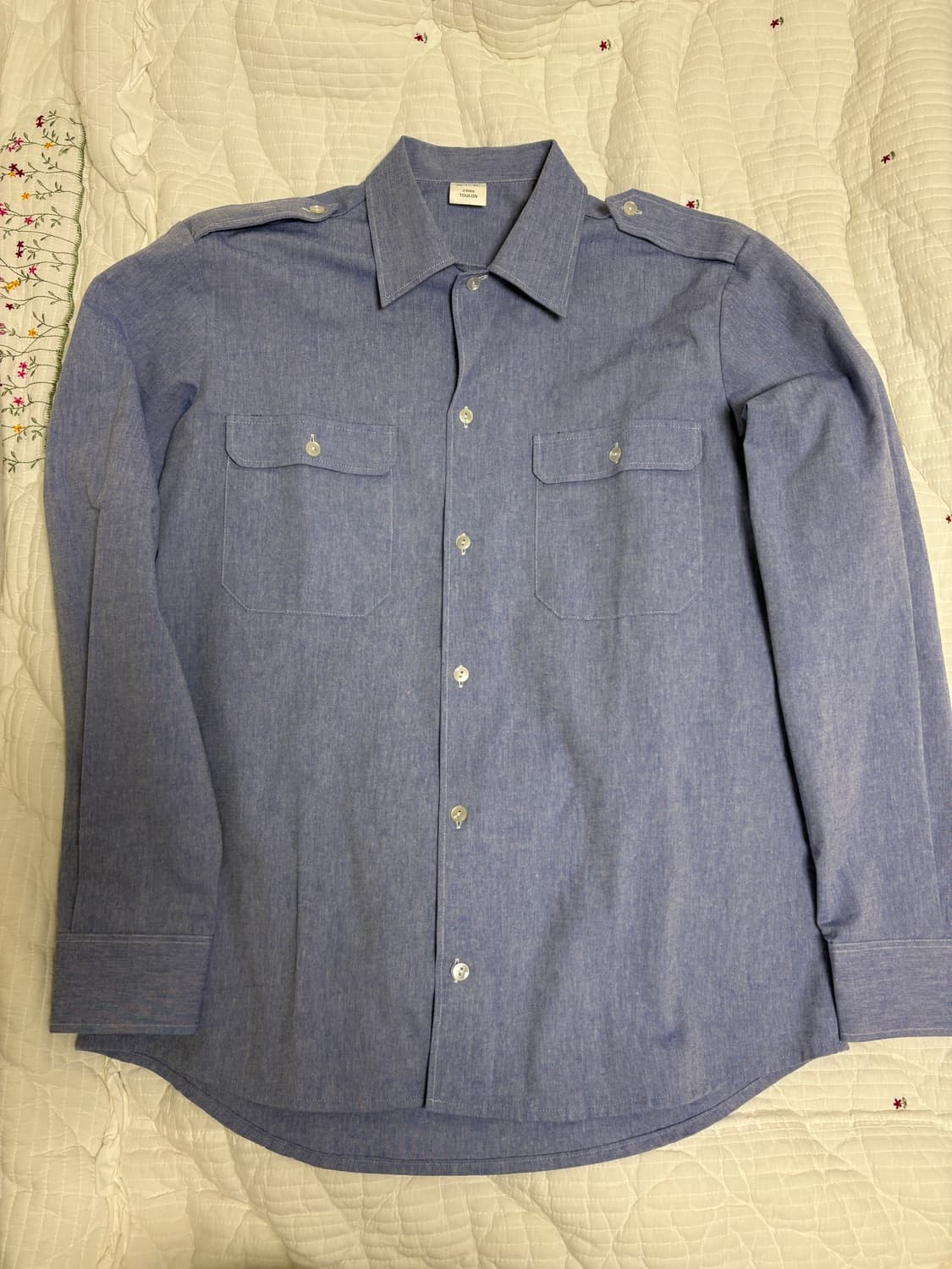 00‘s 프랑스 해군 툴롱항 보급 샴브레이 셔츠(105상당) 상품이미지1
