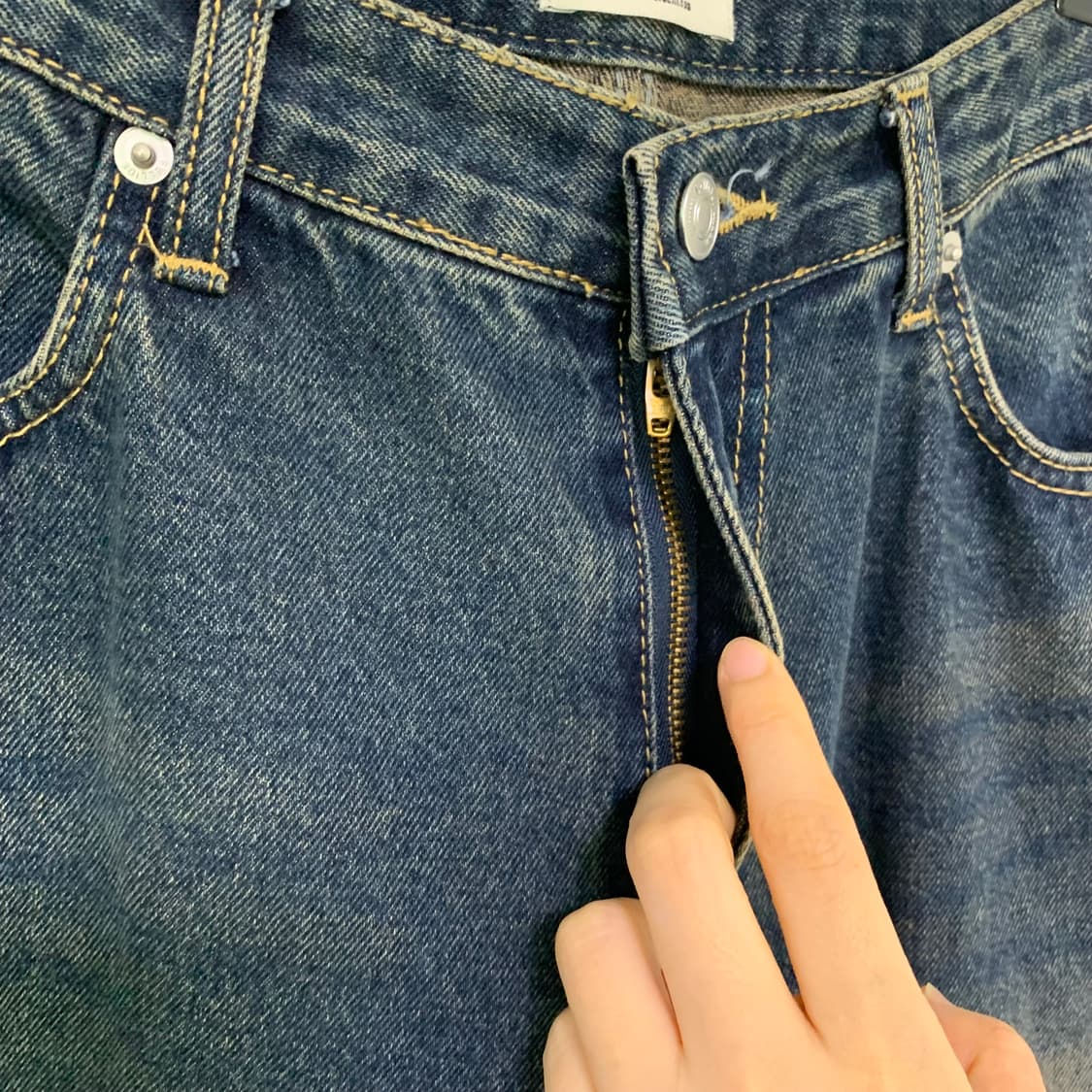 Bellide 00s 백포인트 포켓 샌드워싱 와이드팬츠 여성빈티지청바지 상품이미지6