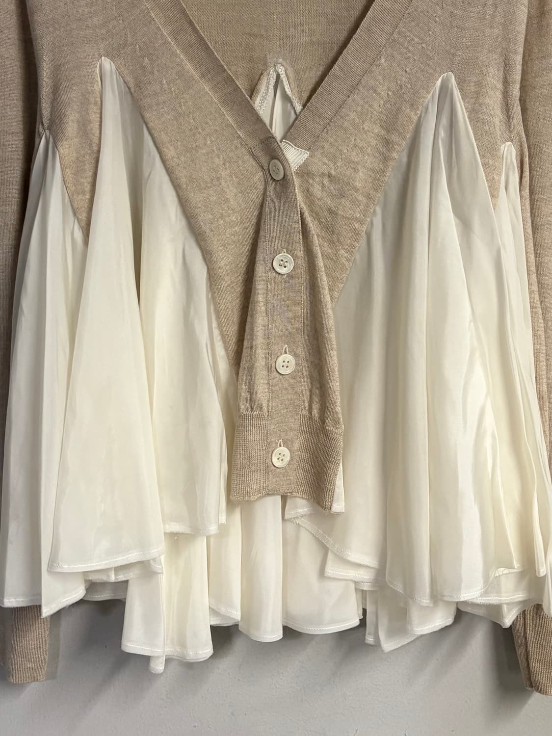 SACAI LUCK flare cardigan beige  상품이미지4