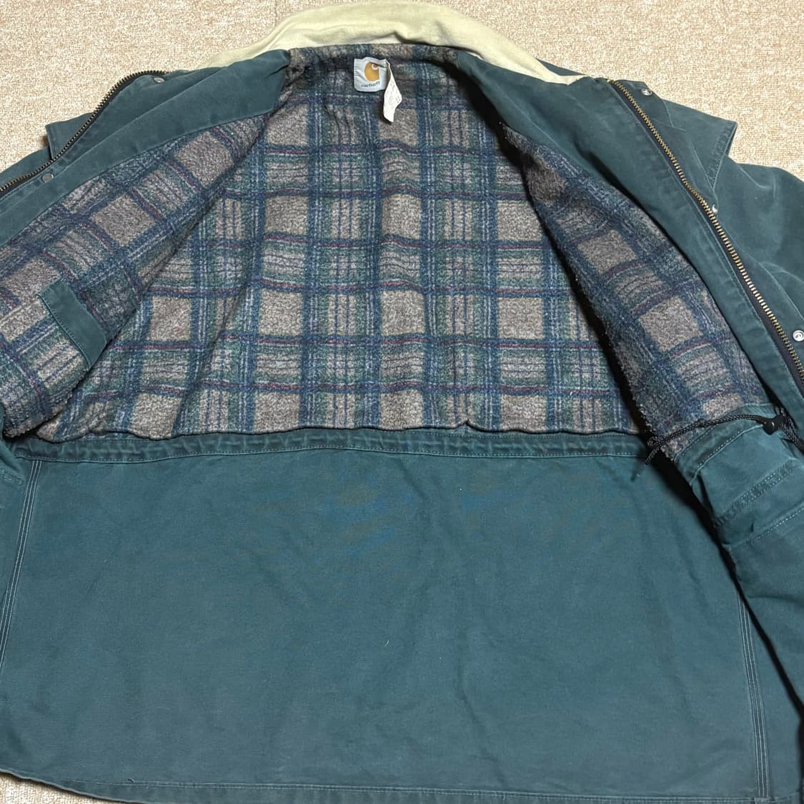 90s 칼하트 헌터그린 케이프 코트 XL 상품이미지4