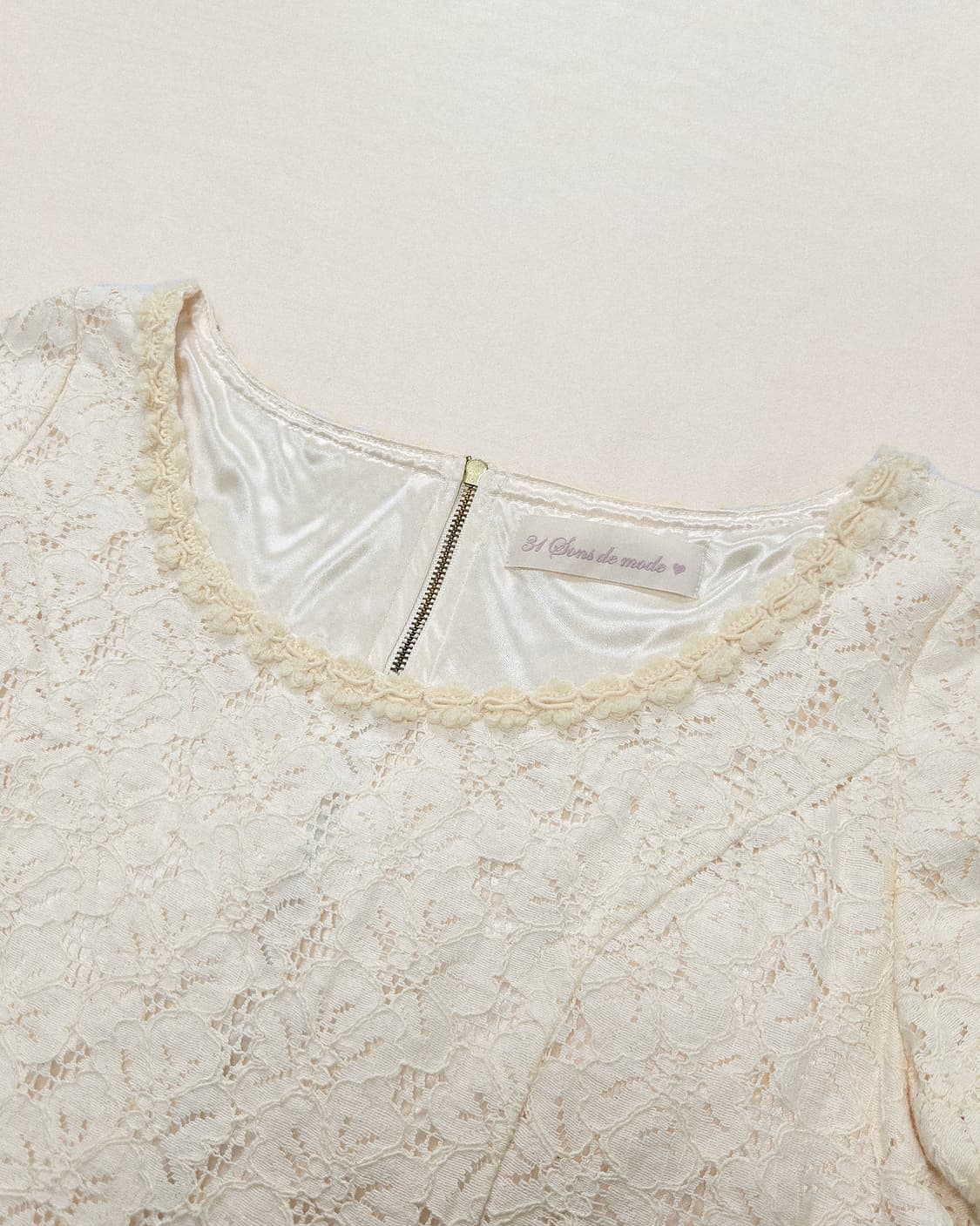 31 Sons de mode 피코 레이스 넥라인 크림 미니 상품이미지4