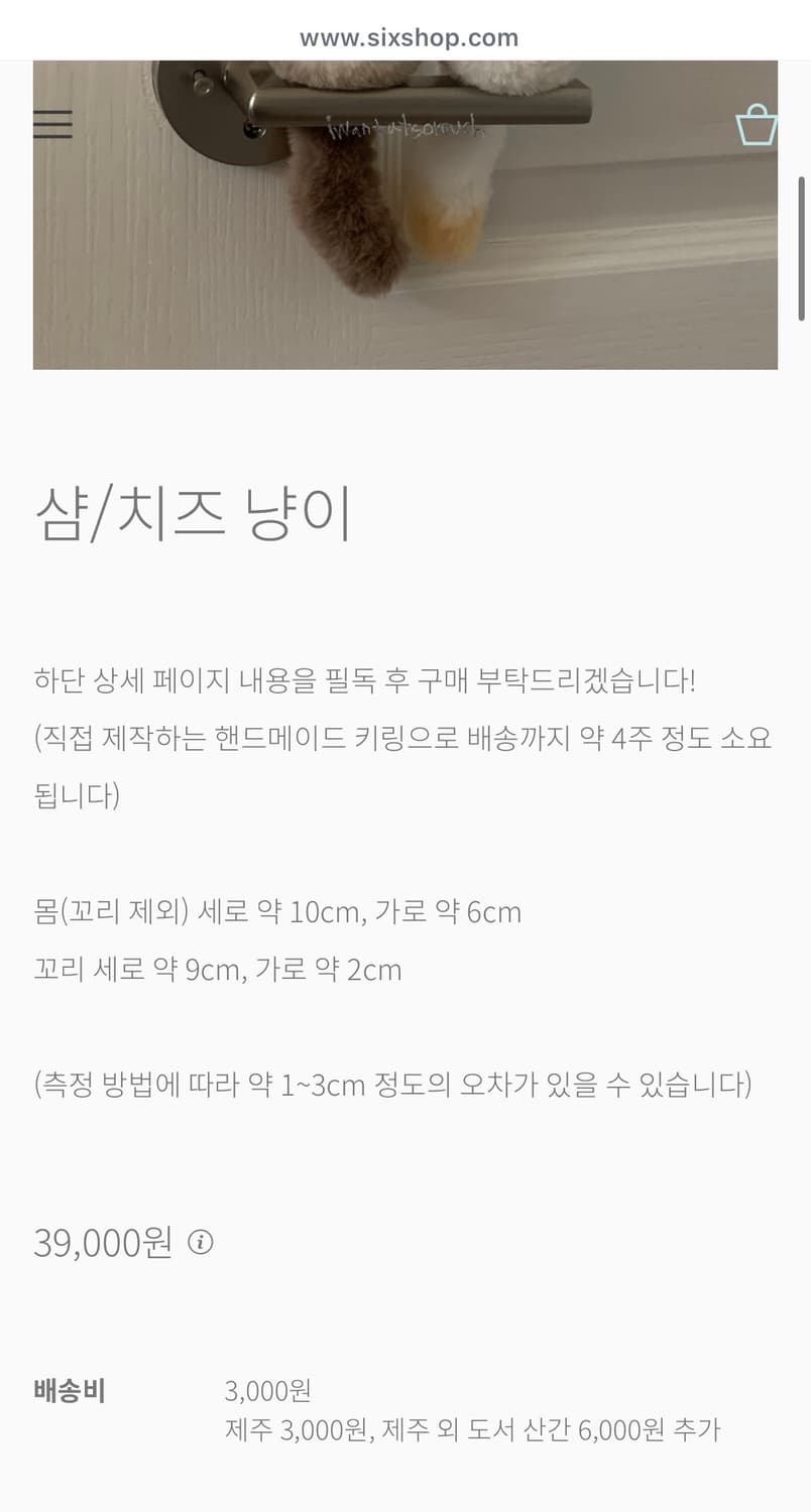 토슈즈 고양이 키링 상품이미지3