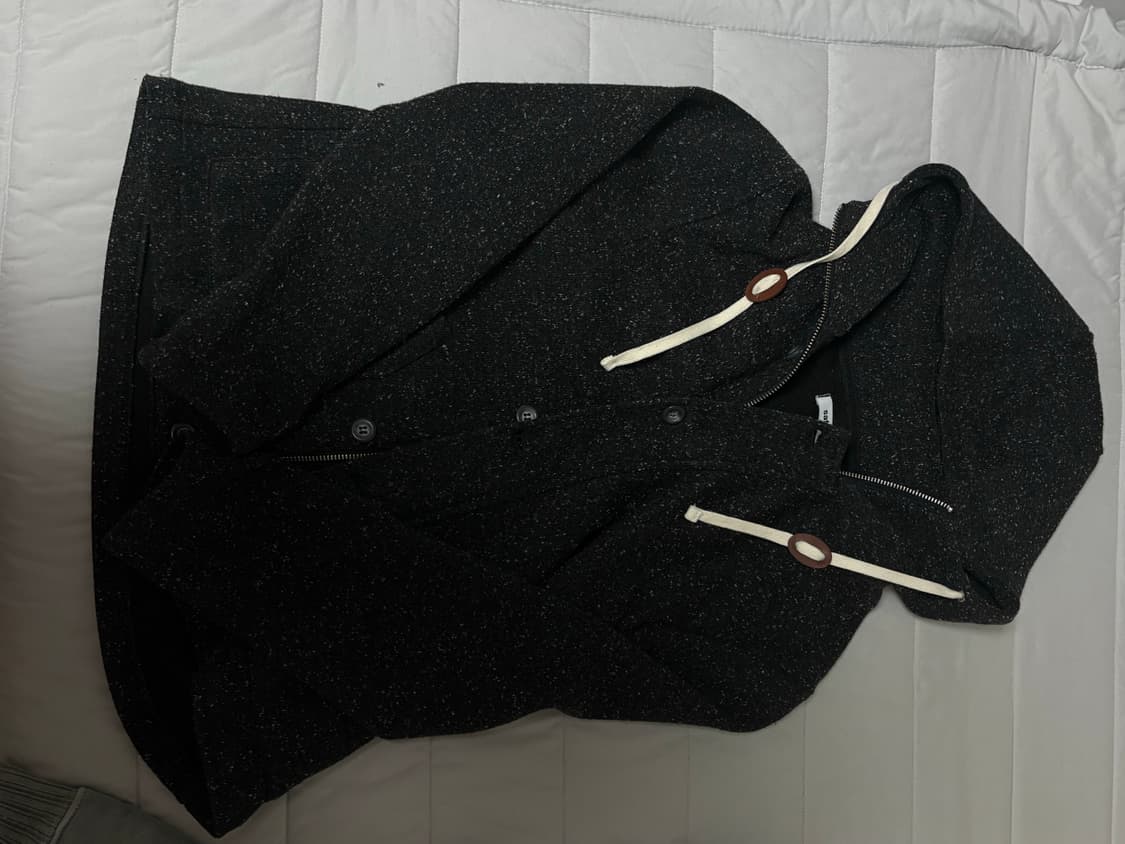 사파리스팟 1/2 피씨 버튼 후디드 코트 블랙 상품이미지2