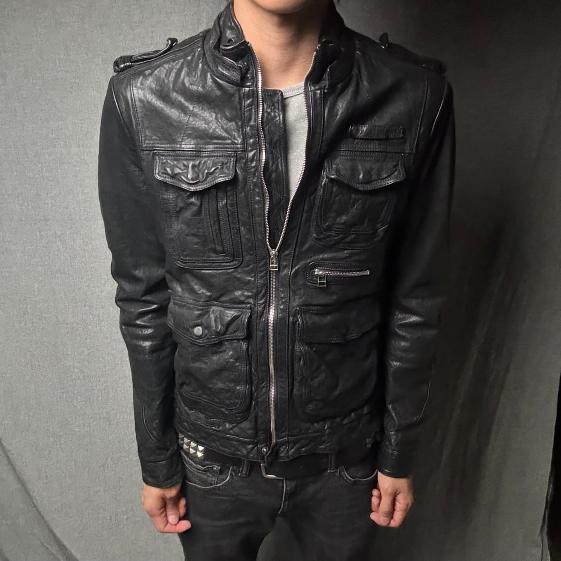 lamb skin pocket leather jacket 상품이미지1