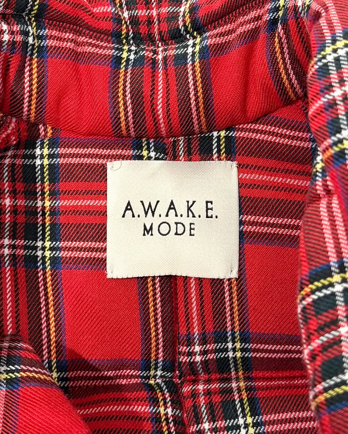 어웨이크 모드 레드 타탄 체크 패디드 퀄팅 롱코트 상품이미지8