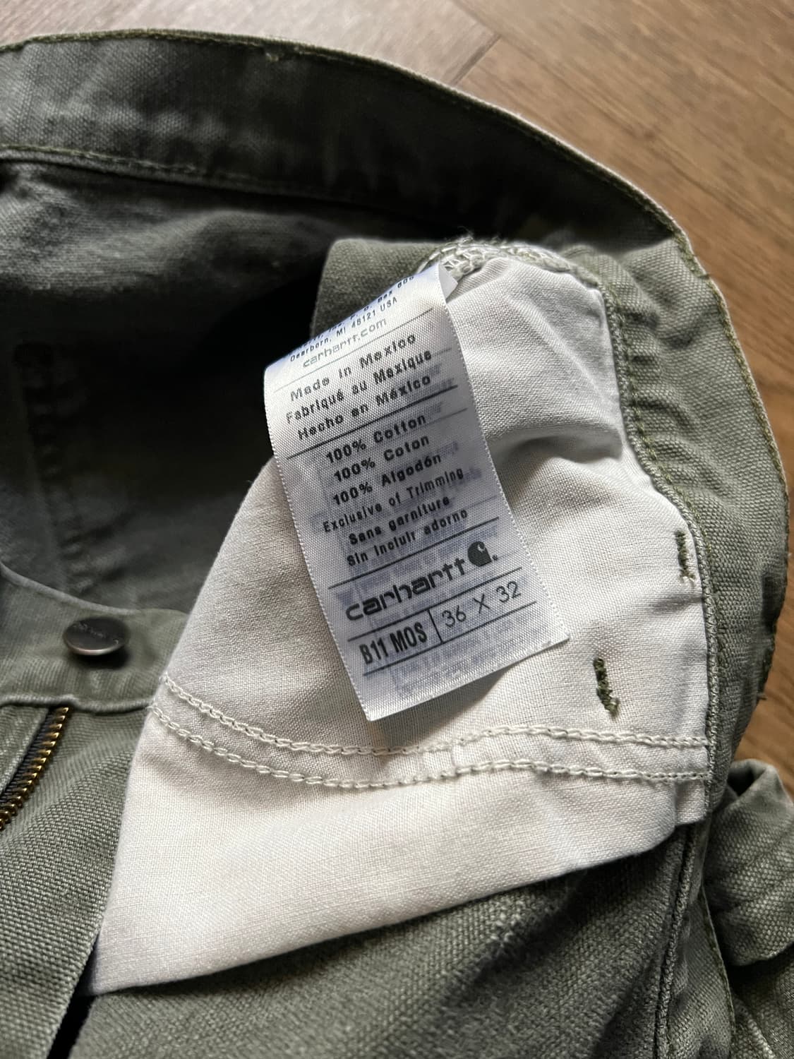[36]칼하트 USA 빈티지 워싱 모스그린 싱글니 워크 팬츠 M10 상품이미지7