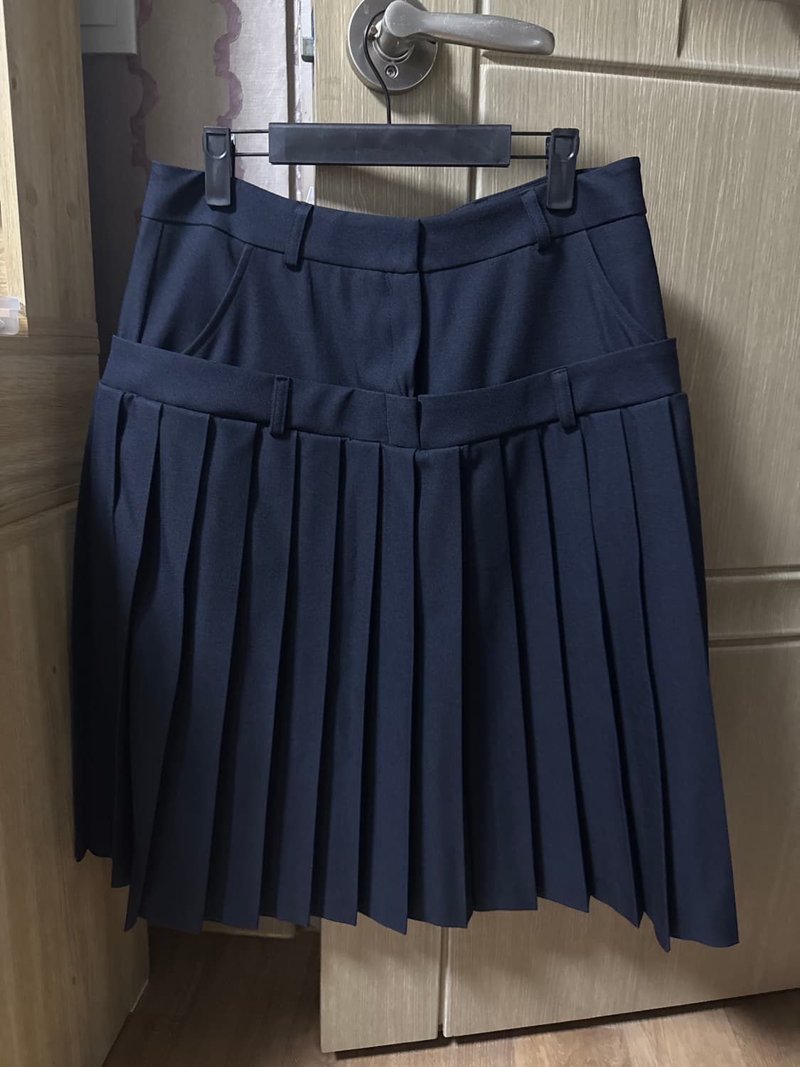 바이링 이중오비 스커트 새상품 S사이즈 그레이/네이비 상품이미지4