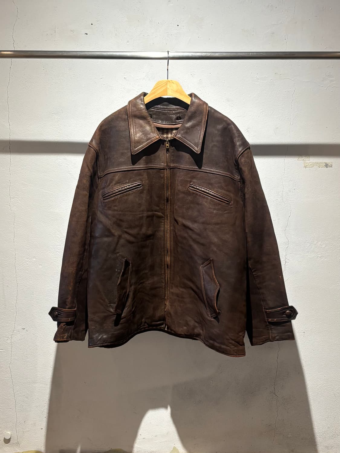 50`s~60`s Leather Car Coat 상품이미지1