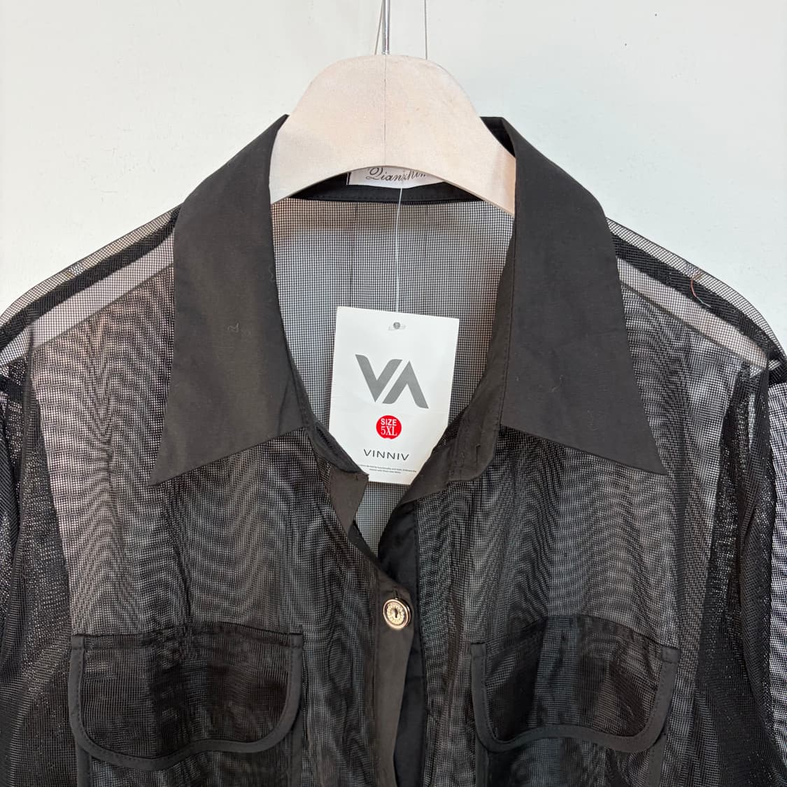 명품 시스루 블랙 매쉬 셔츠 롱자켓 상품이미지2