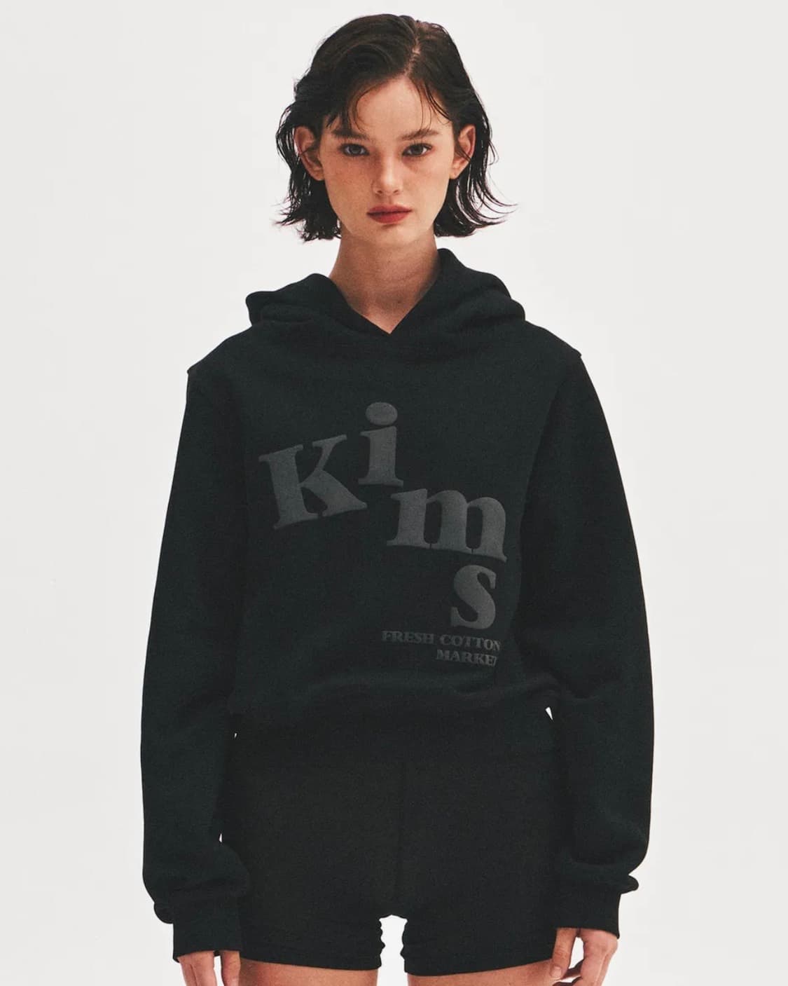 킴스프레시코튼마켓 후드티 F 블랙 새상품 상품이미지1