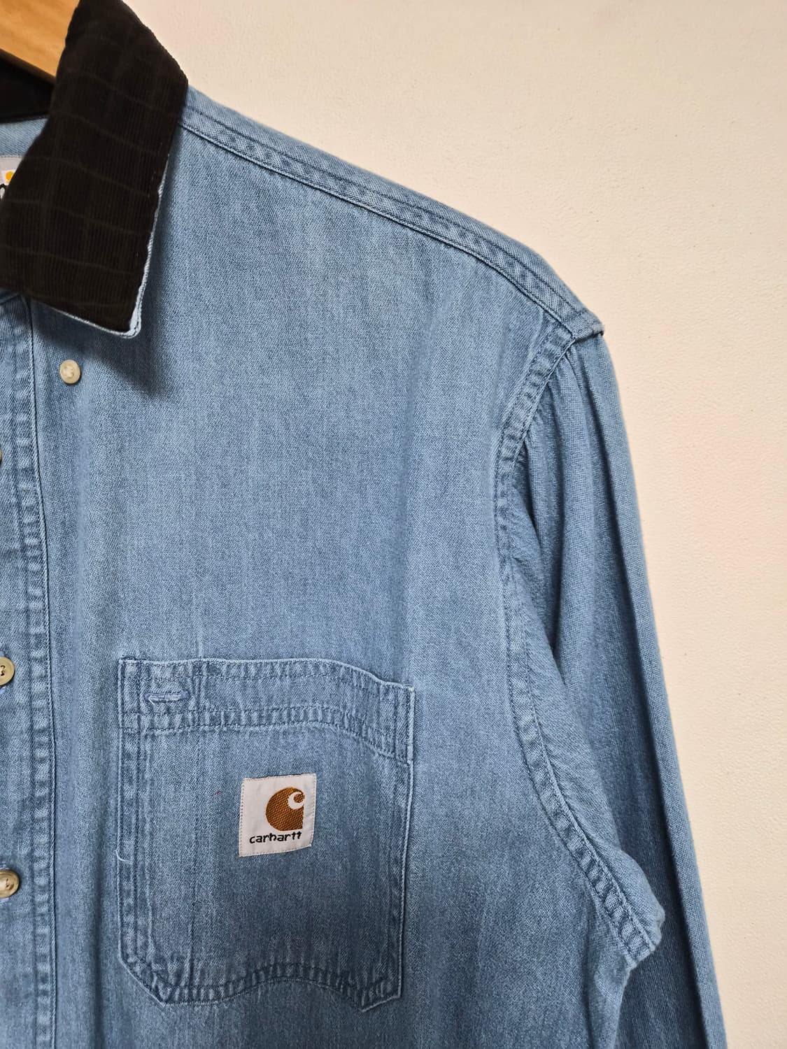 칼하트Carhartt 카라 배색 데님 셔츠 M - S223 상품이미지3