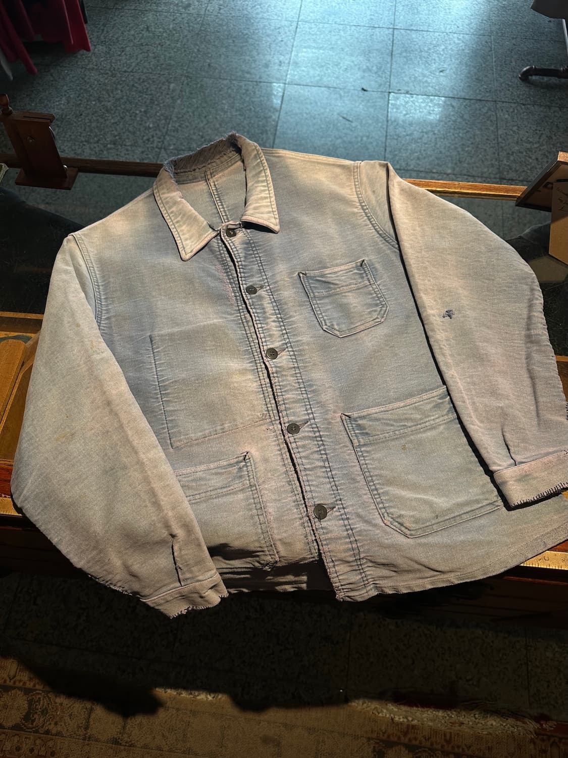 50s French Vintage Moleskin Work Jacket 상품이미지2