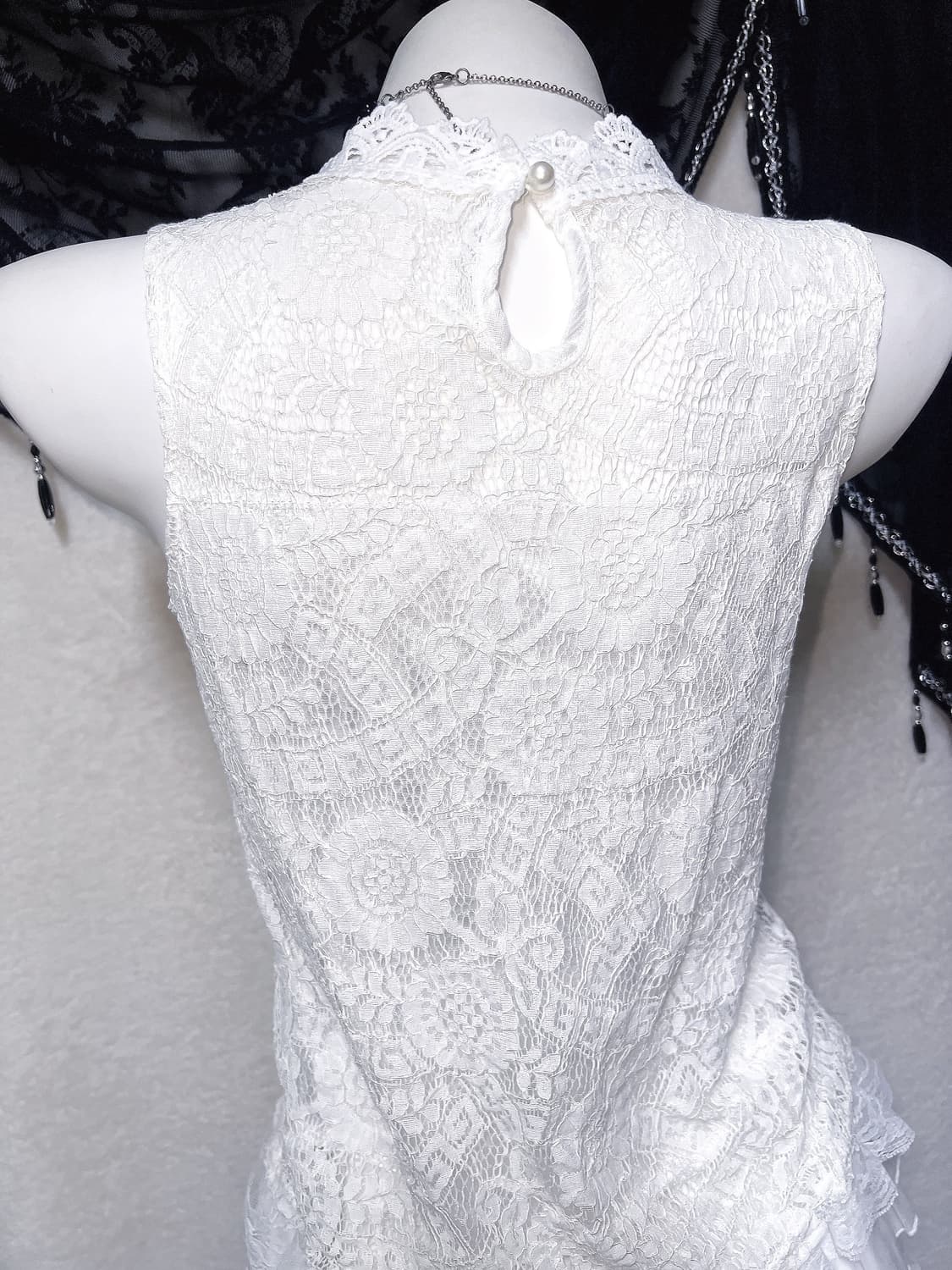 로맨틱고딕 엔젤릭 로걀 갸루 화이트 레이스 홀터 슬리브리스 나시 페어리 상품이미지8