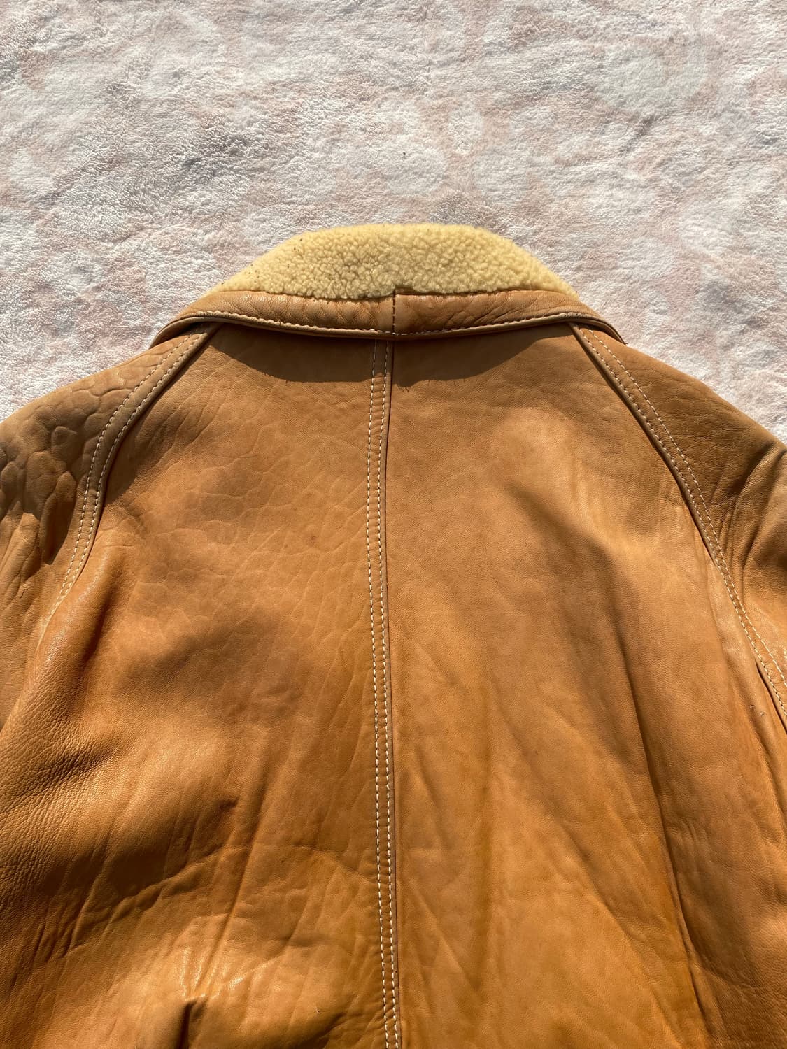 Vintage Shearling Collar Leather Jacket  상품이미지5