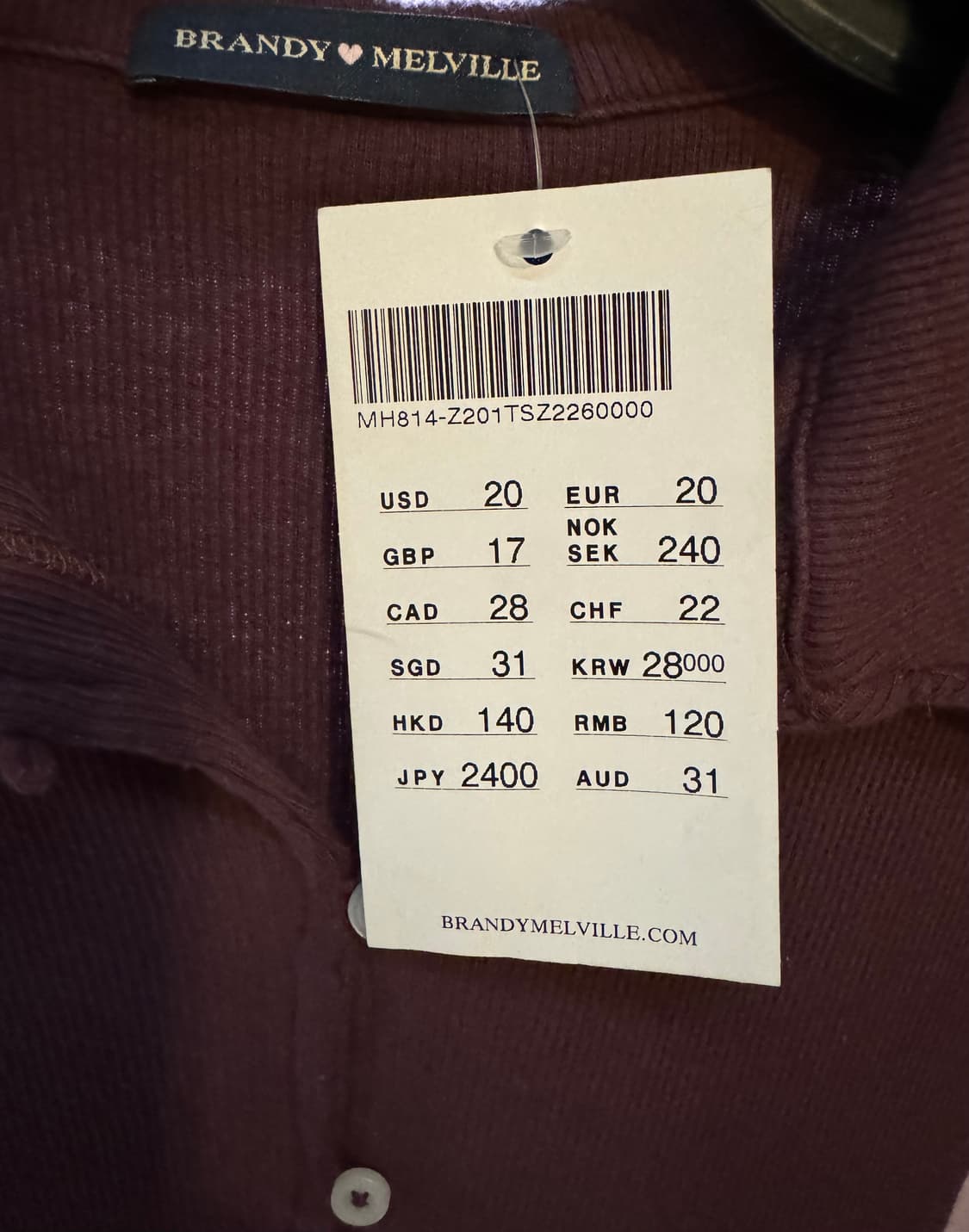 (택o) 브랜디멜빌 버건디 탑 카라티 상품이미지2