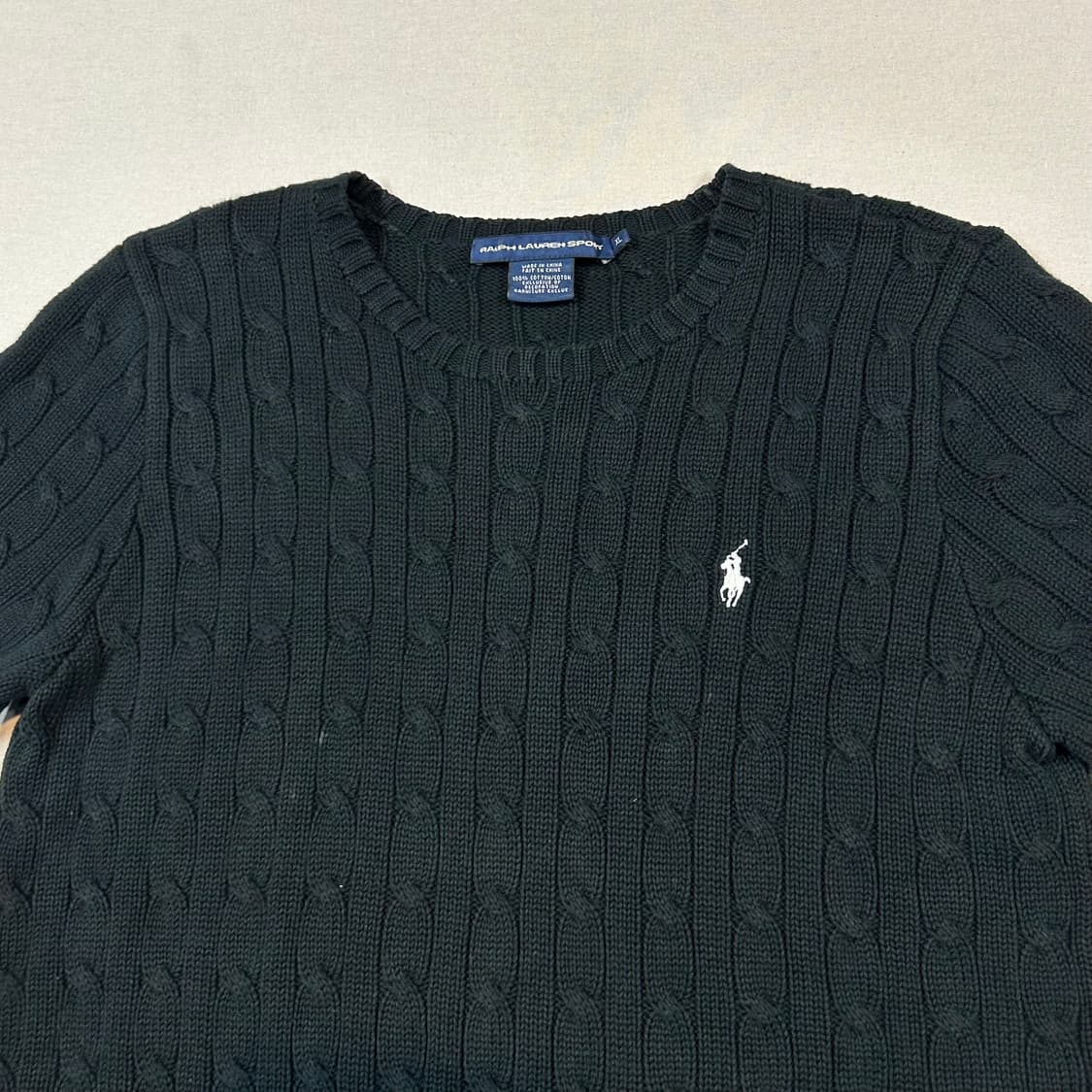 XL) 폴로 랄프로렌 꽈배기 케이블 반팔 니트 블랙 상품이미지3