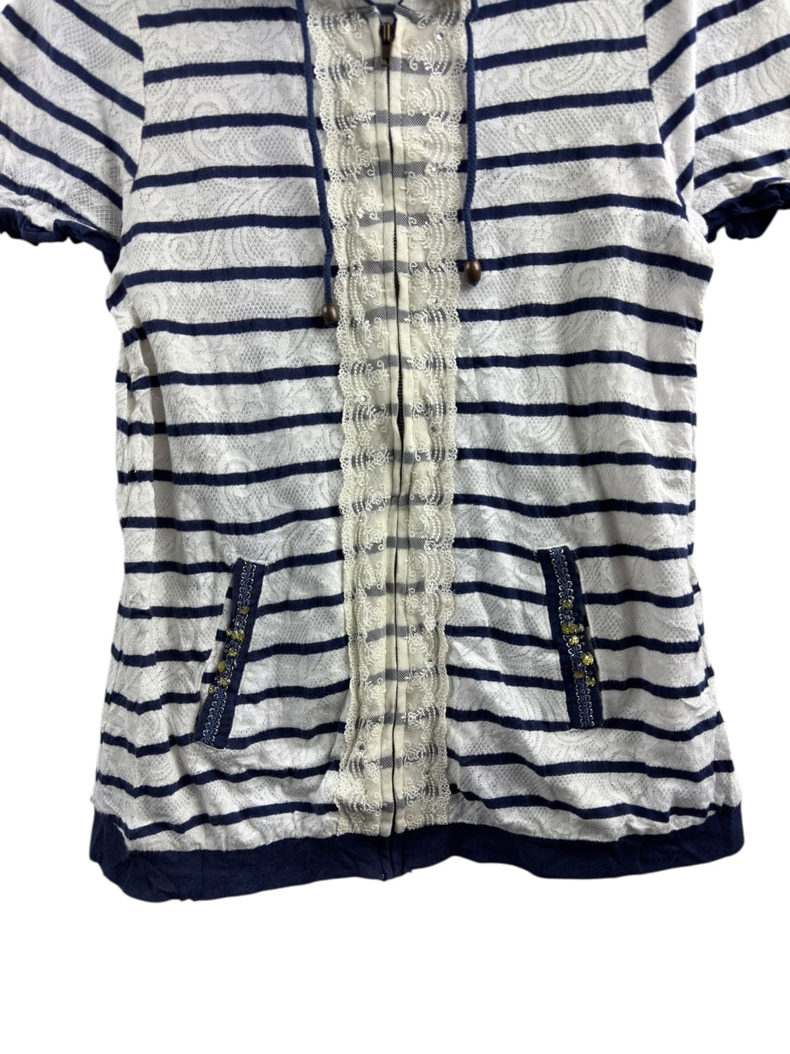 엑시즈팜 레이스 스트라이프 블루 후드집업1557 상품이미지4