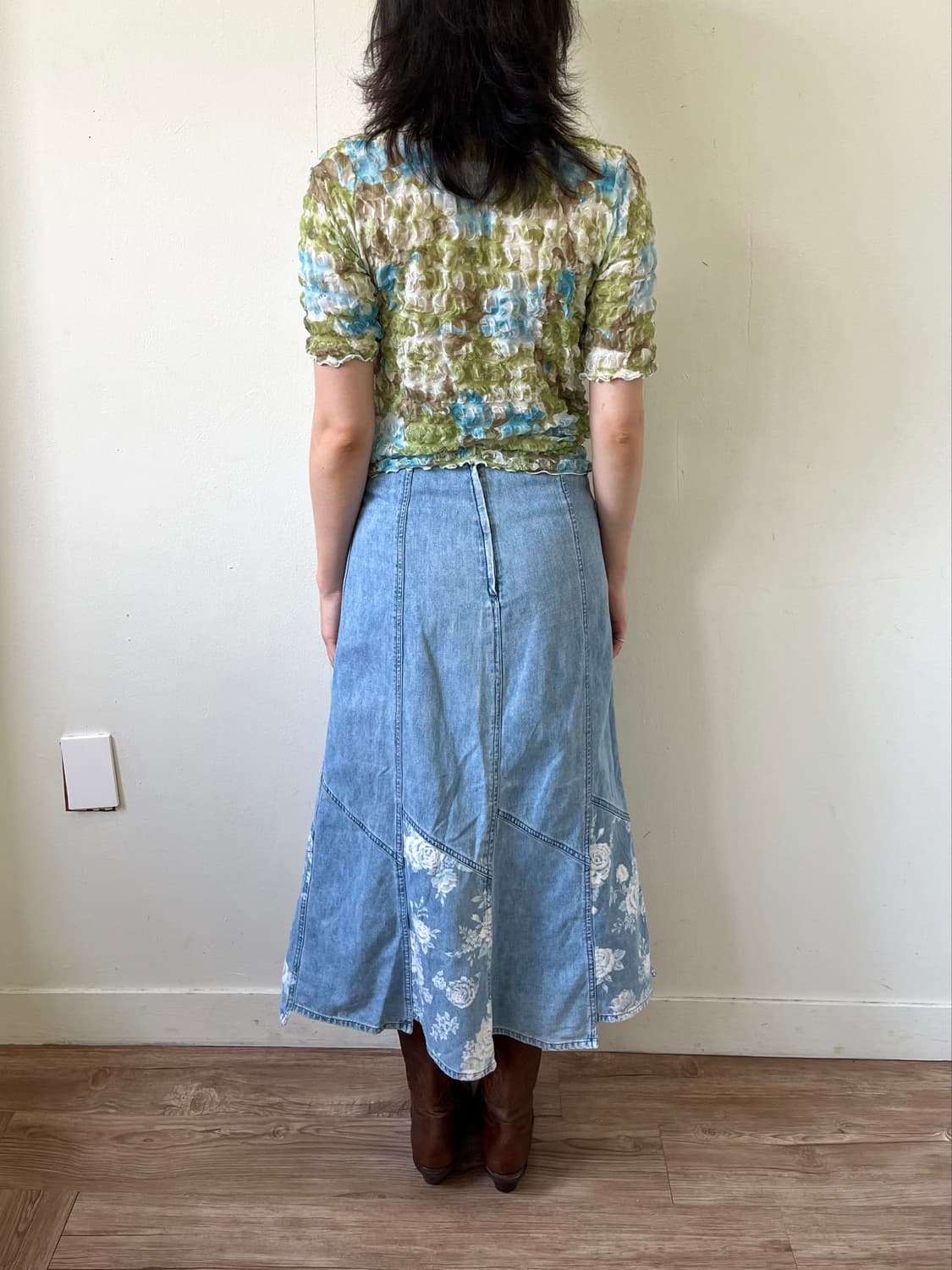 Japan vtg 플라워 페인팅 데님 스커트 상품이미지10